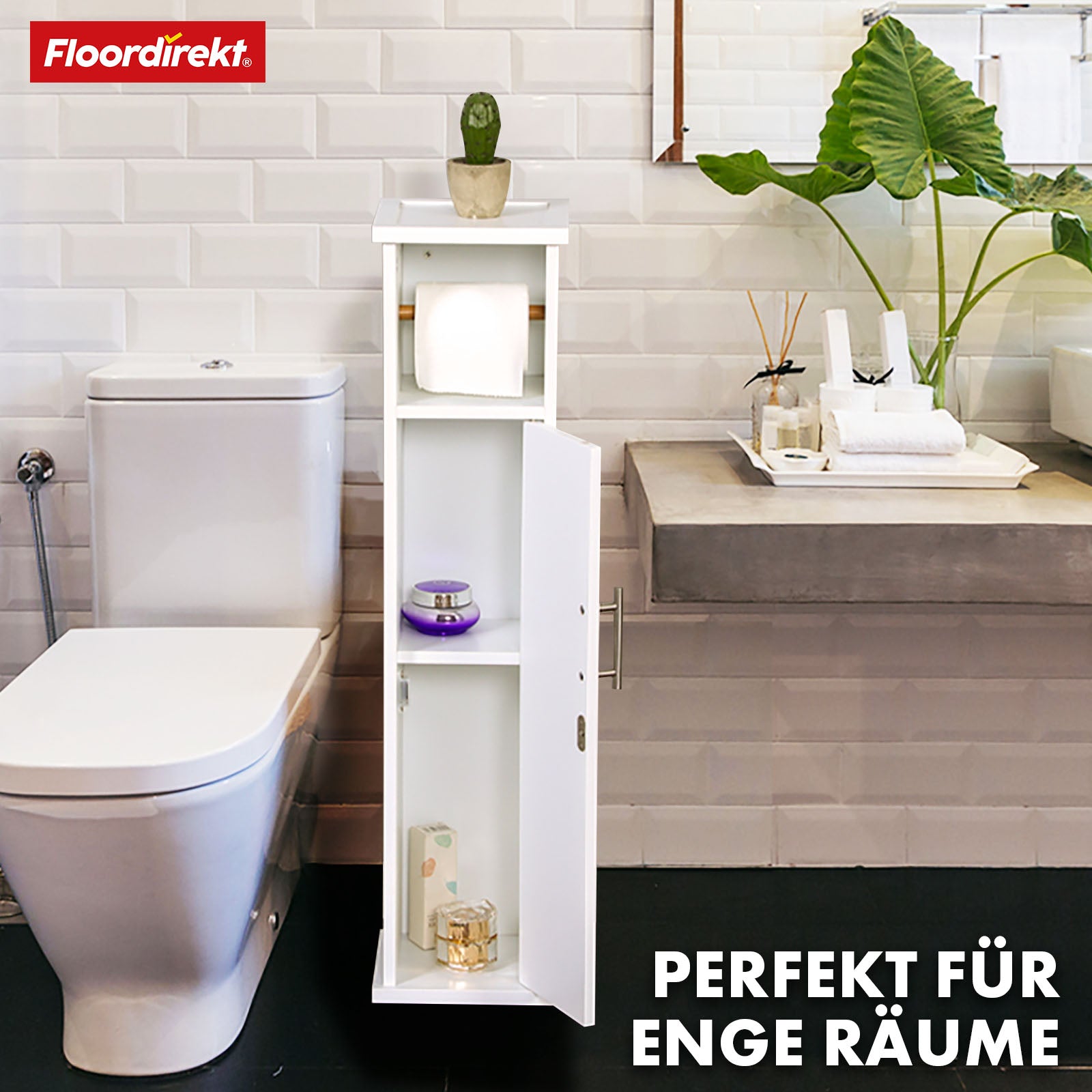 Badeværelsesskab | Wisconsin | Toiletskab med praktisk toiletrulleholder til små rum
