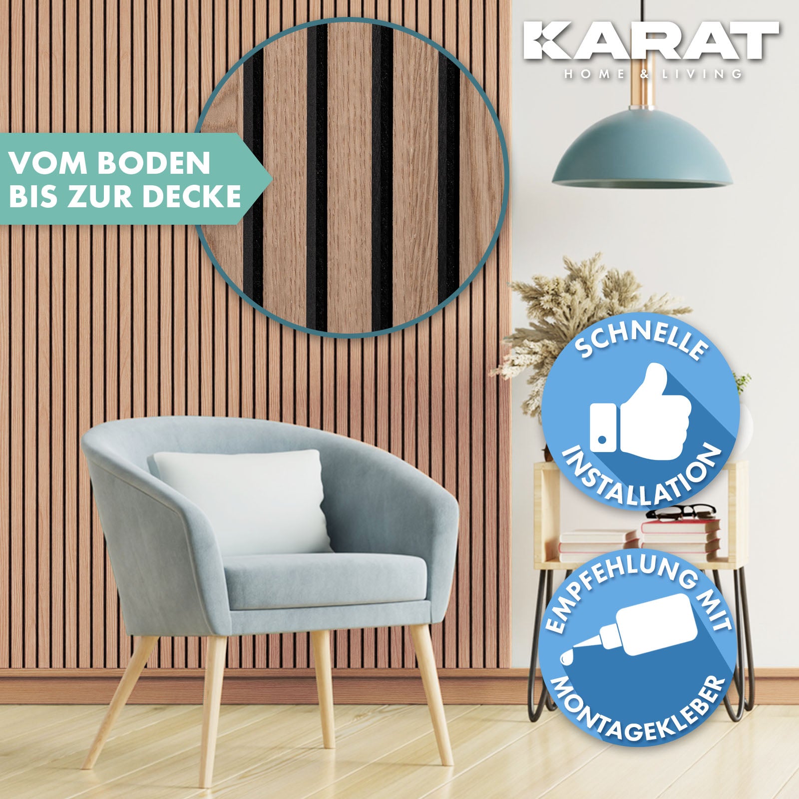 Akustikpaneler i trælook | Tidløst design til behagelig rumakustik | Fås i 3 designs og 2 størrelser