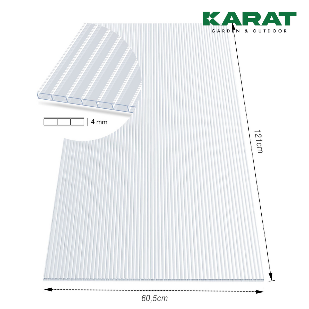 Polycarbonate sheet | Double wall plate | 60.5 x 121 cm | For DIY, roofing and construction