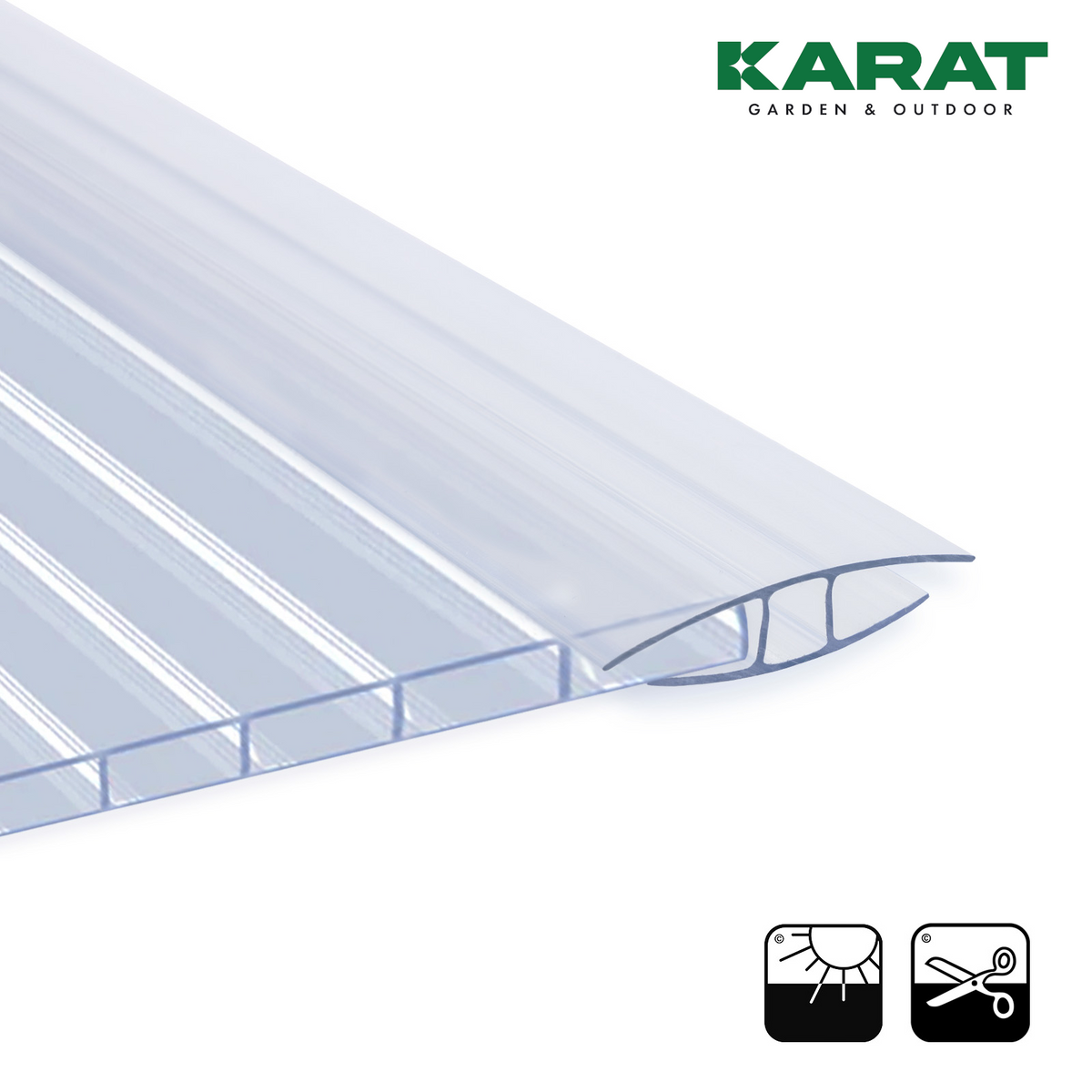 Connects to double-walled polycarbonate foil | H profile | 121 cm length