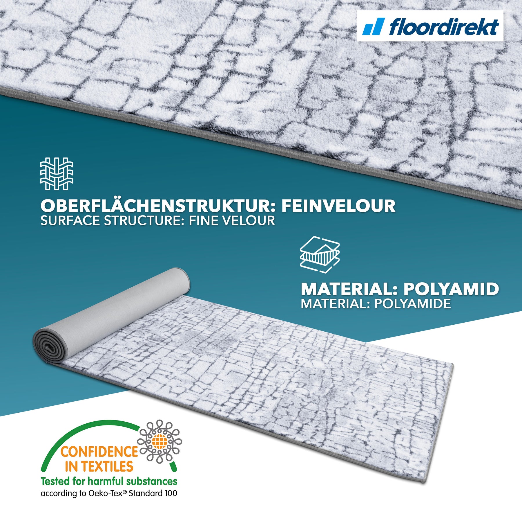Carpet runner by measure | Aqua | Multi-Runner | Modern Living Rug