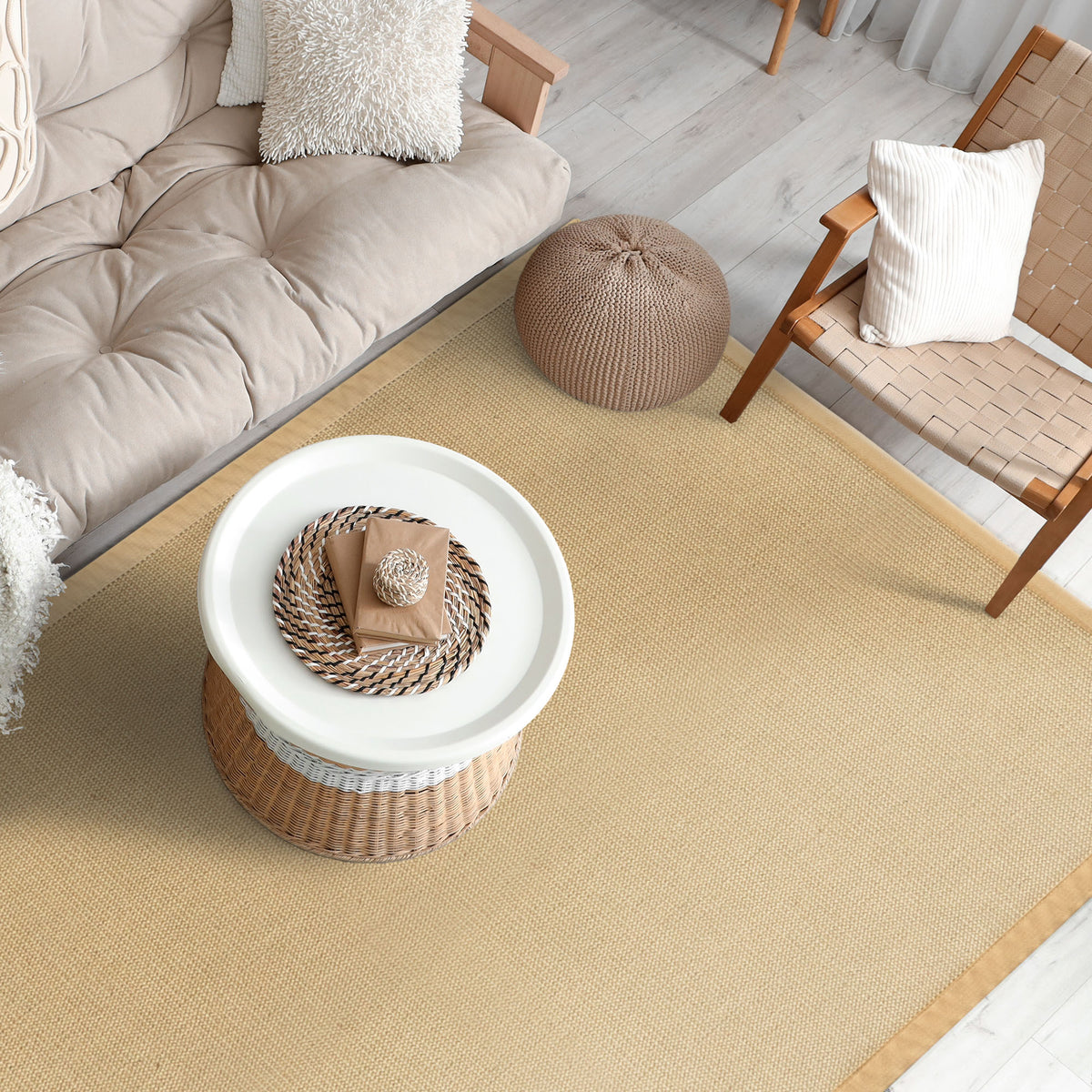 Sisaltæppe | Bombay | Med skridsikker bagside og bomuldskant | I mange størrelser