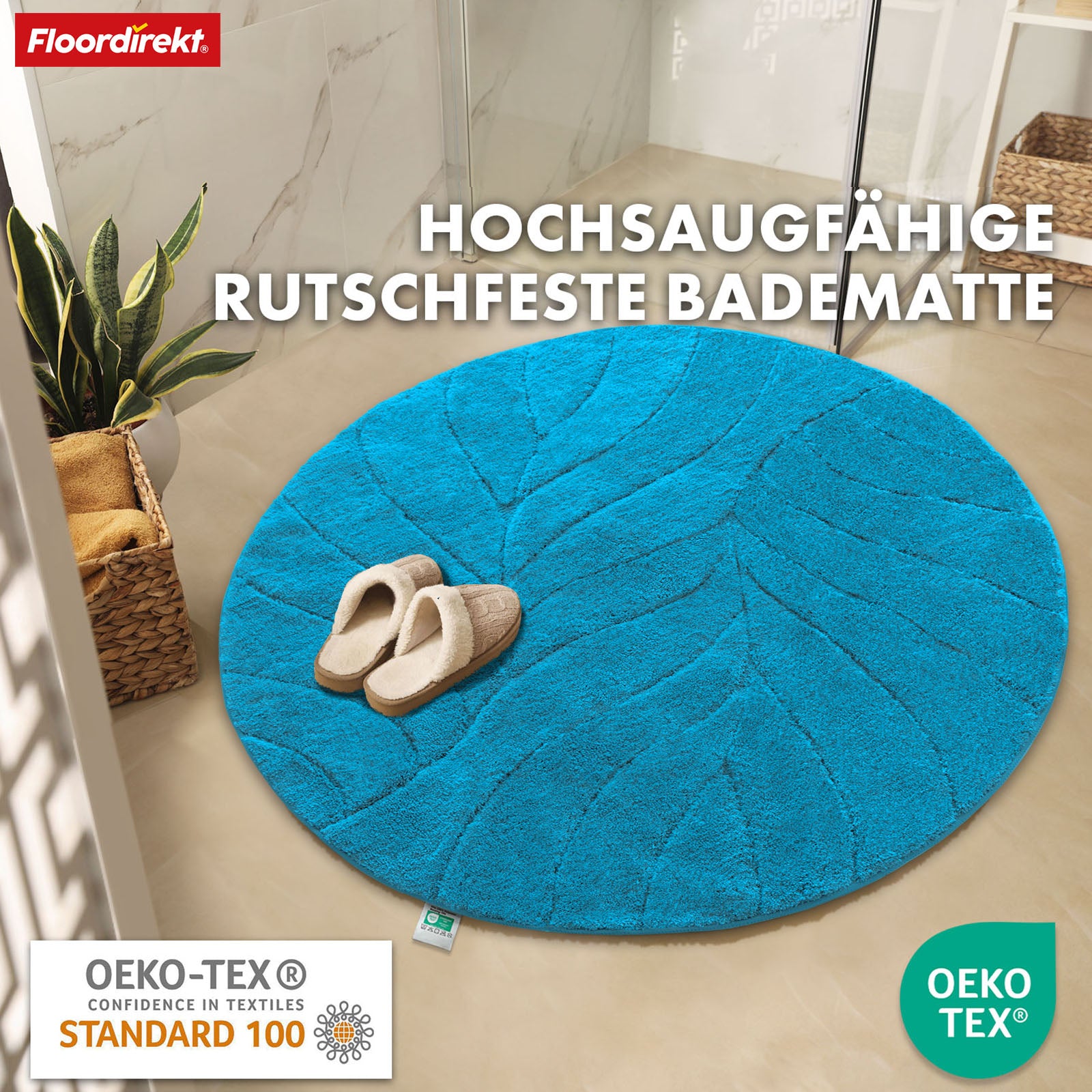 Bademåtte | Maris | Bademåtte i rund form | Blød mikrofiber, skridsikker og velegnet til gulvvarme