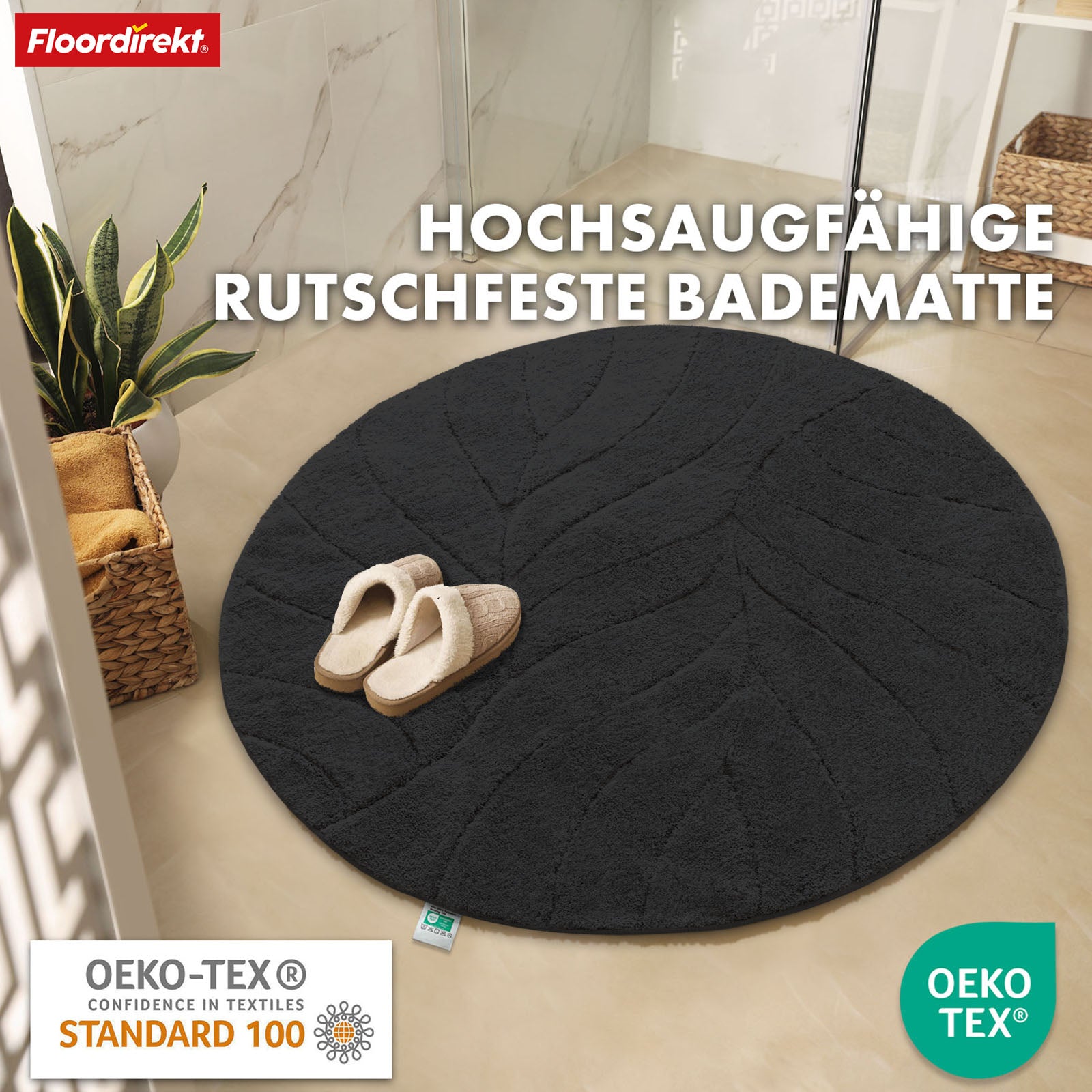Bademåtte | Maris | Bademåtte i rund form | Blød mikrofiber, skridsikker og velegnet til gulvvarme