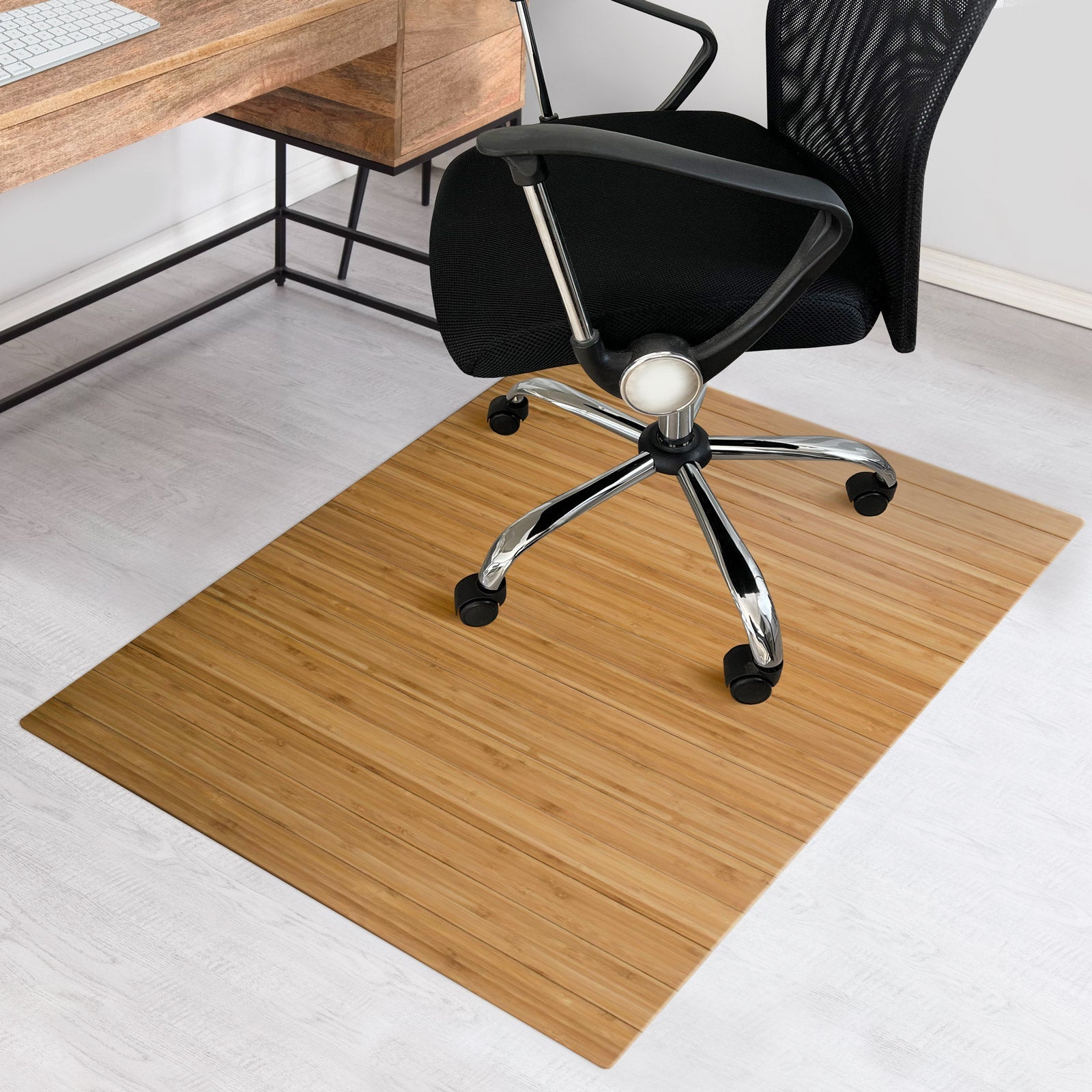Bamboo Office Chair Mat for Hard Floors and Carpet