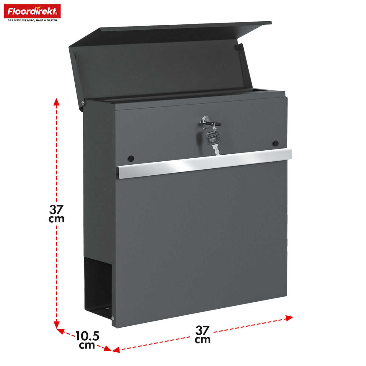 Brevkasse | Gaston | Moderne væghængt brevkasse med avisrum og navneskilt i rustfrit stål i antracit