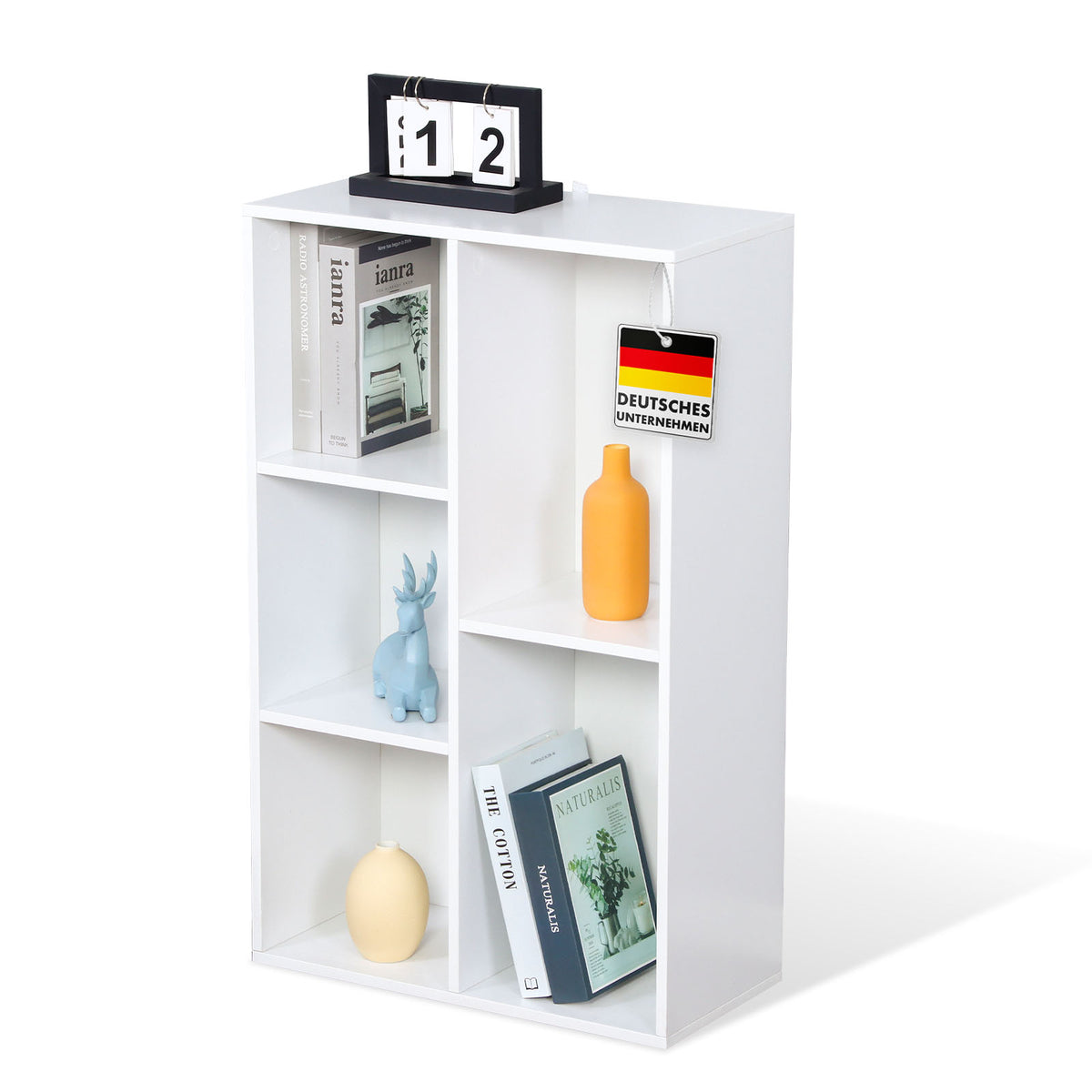 Bogreol | Arkansas | Hvid MDF stående hylde med 5-9 hylder til bøger og boligtilbehør