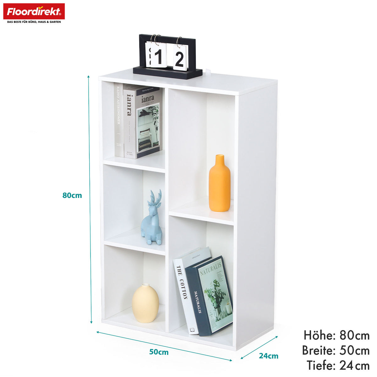 Bogreol | Arkansas | Hvid MDF stående hylde med 5-9 hylder til bøger og boligtilbehør