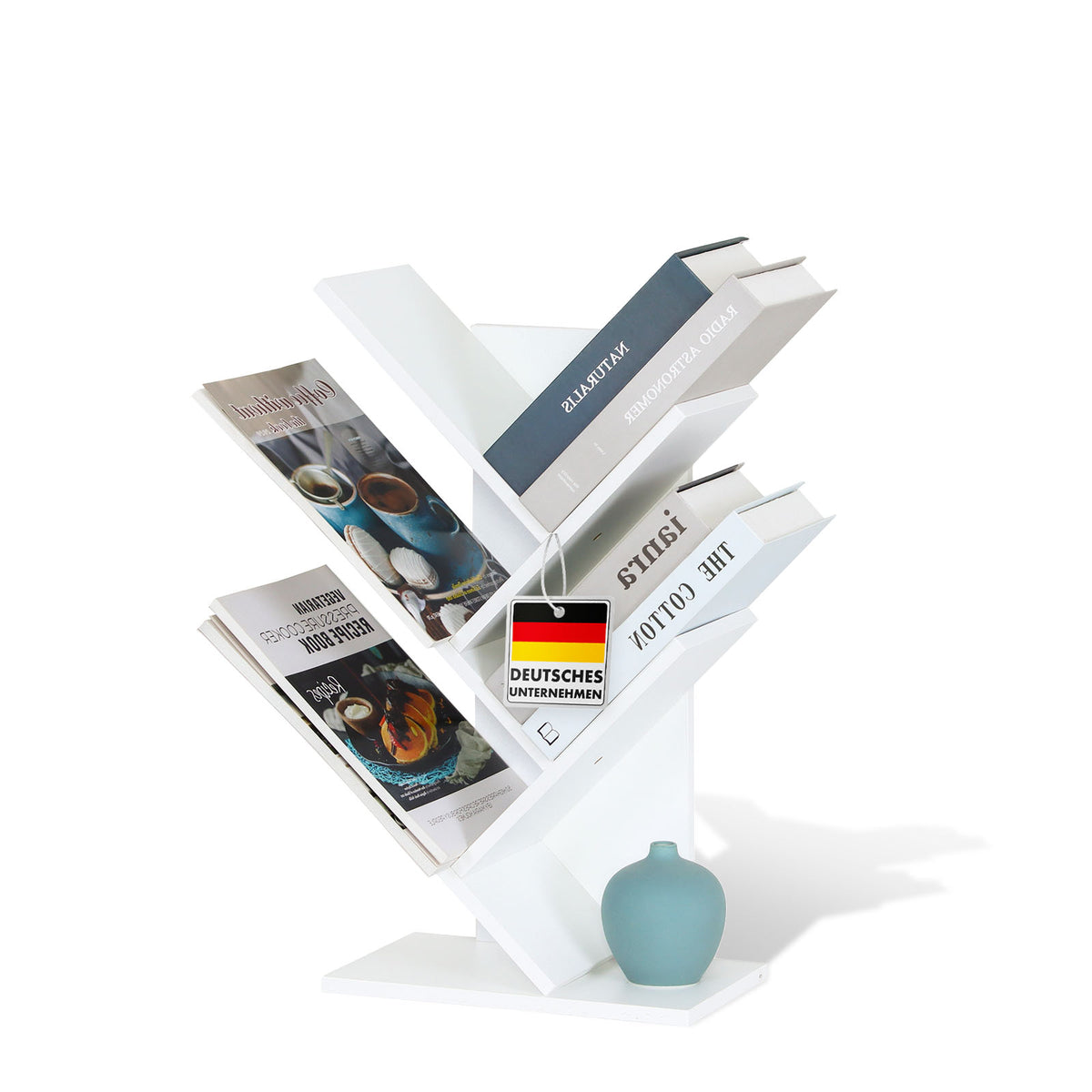 Bogreol | Louisiana | Træformet stående reol i hvid med 5 eller 9 hylder lavet af træ