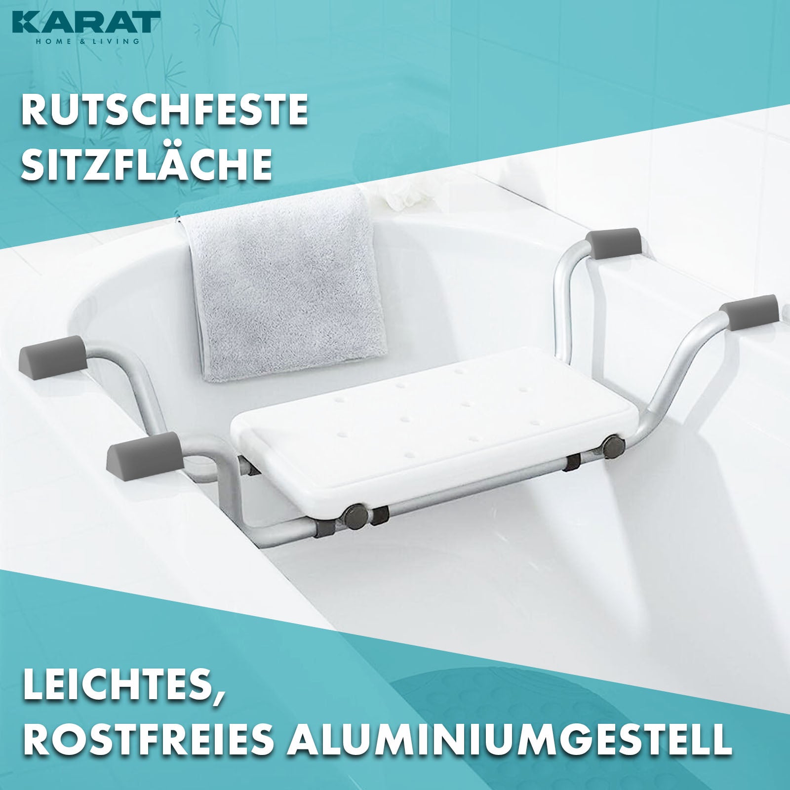 Badesæde | Levi | Justerbart og skridsikkert aluminiumssæde | Bærende op til 150 kg