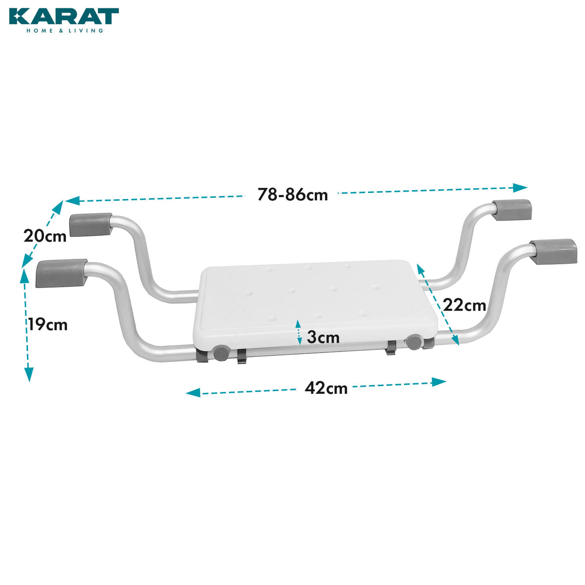 Badekarsæde | Levi | Justerbart badesæde i aluminium, belastbar op til 150 kg