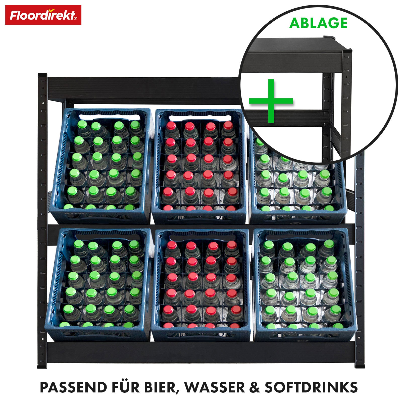 Flaskekassereol | Osaka | Pulverlakeret drikkekassereol i stål til 3 til 9 kasser