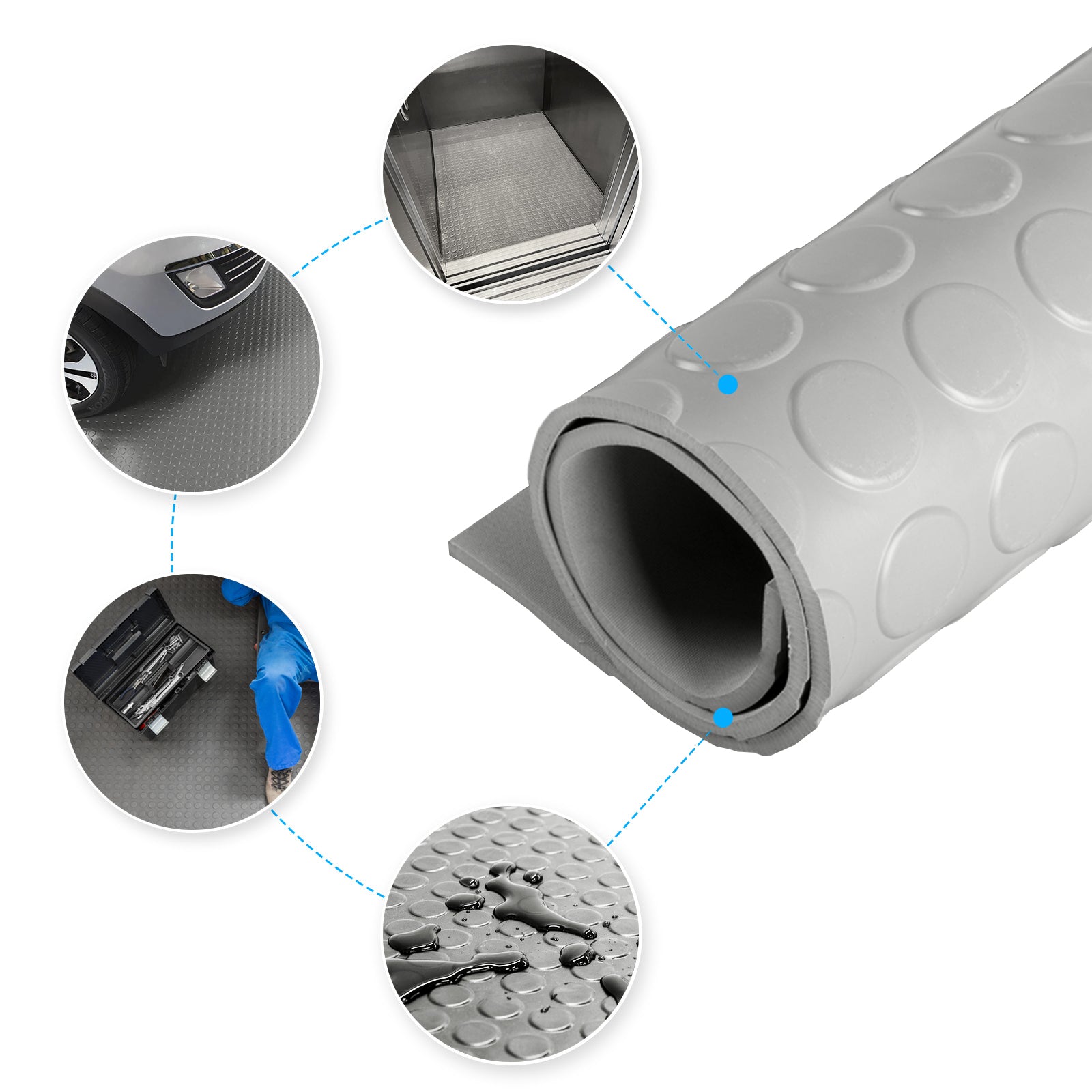 Gummiløber | Grå | Gummimåtte med flade knopper | Tykkelse: 3 mm