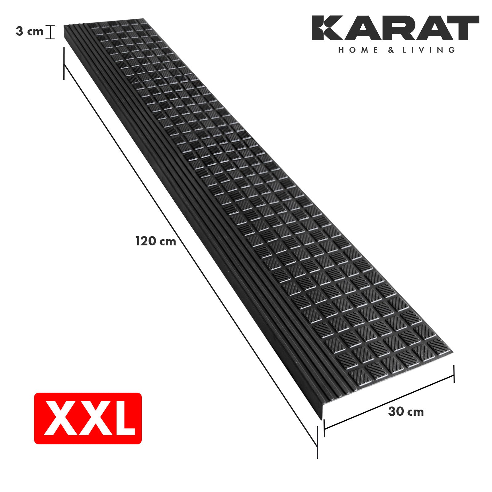 Outdoor Stair Tread Mats | Non-slip rubber step mat | Diamond | 25 x 65 cm