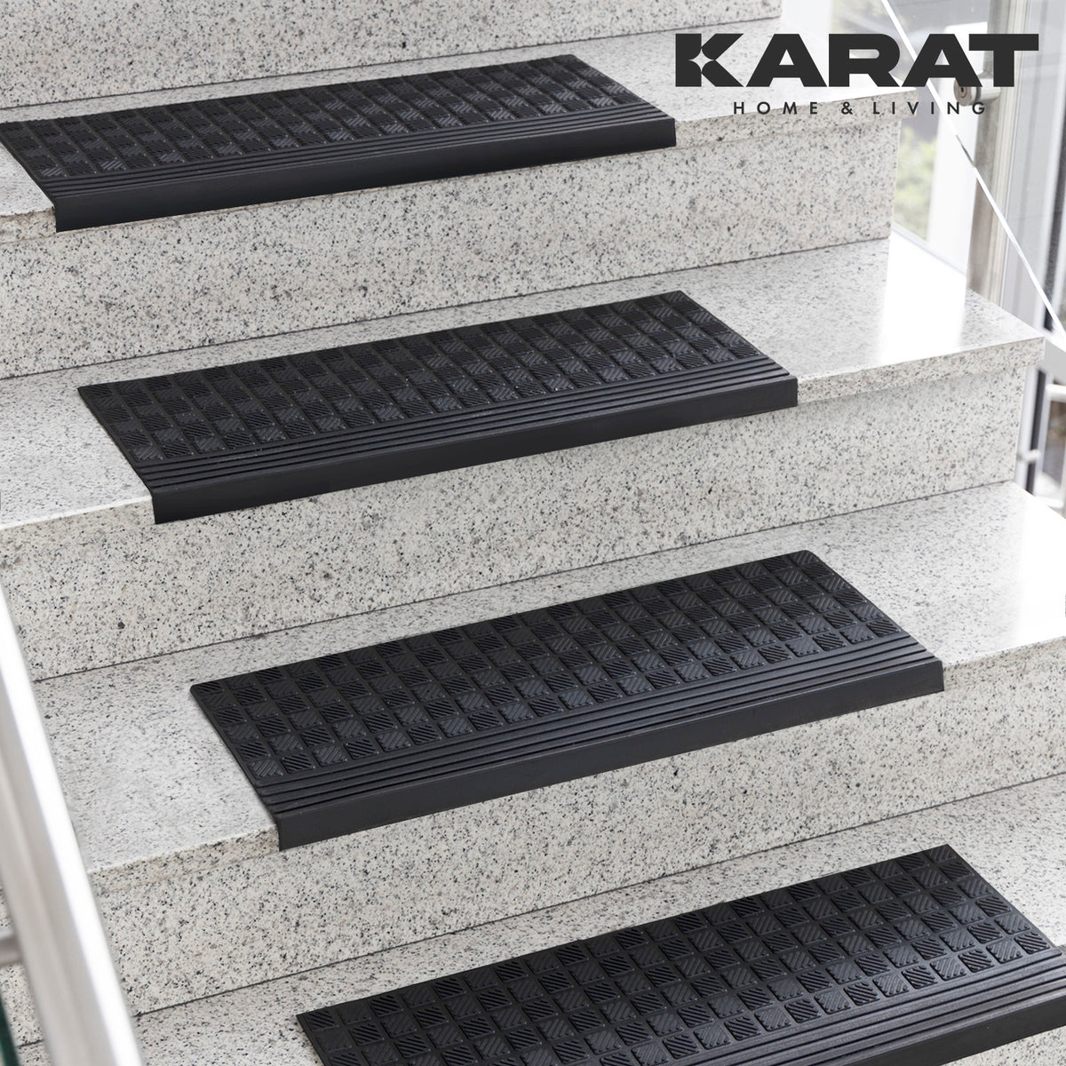 Outdoor Stair Tread Mats | Non-slip rubber step mat | Diamond | 25 x 65 cm