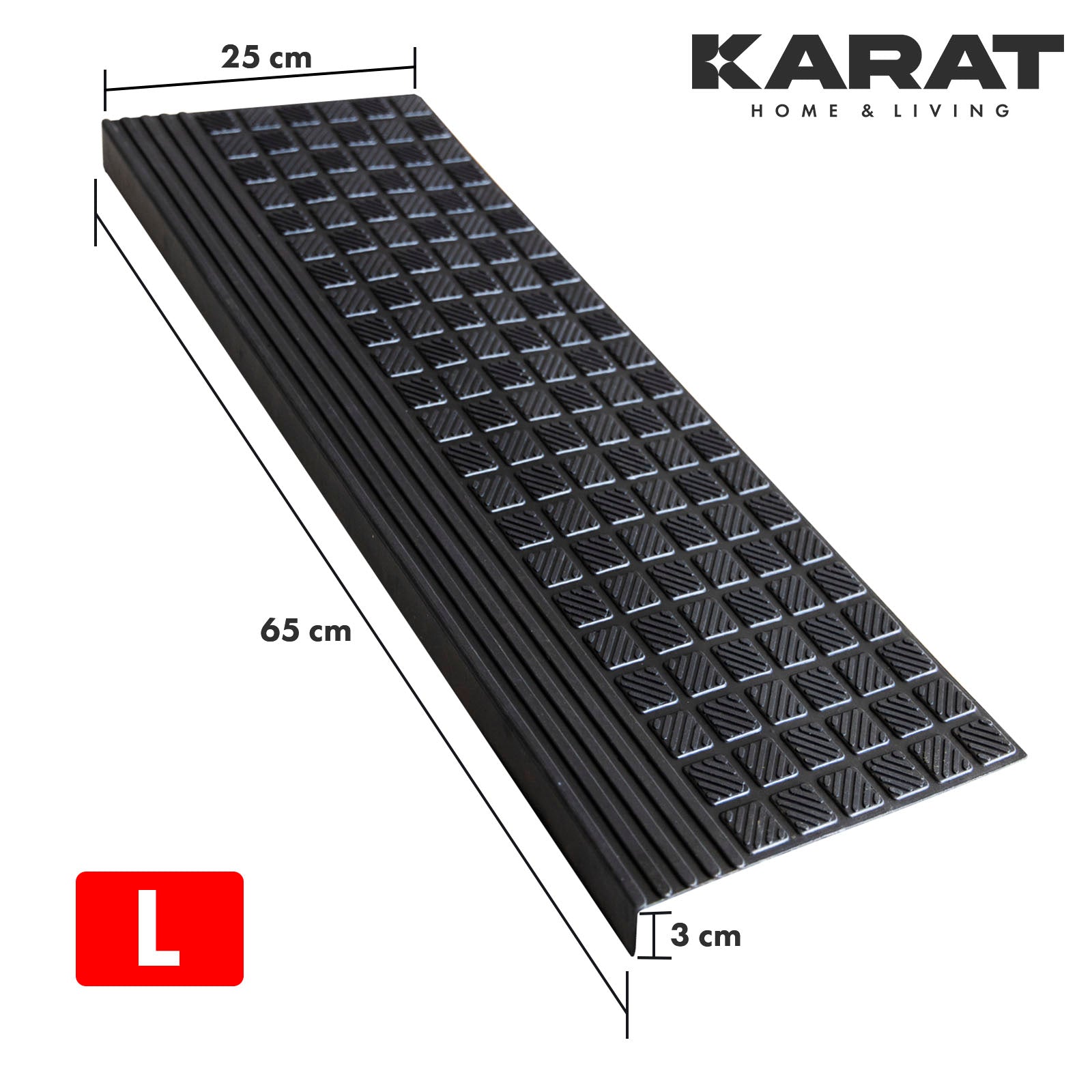 Outdoor Stair Tread Mats | Non-slip rubber step mat | Diamond | 25 x 65 cm