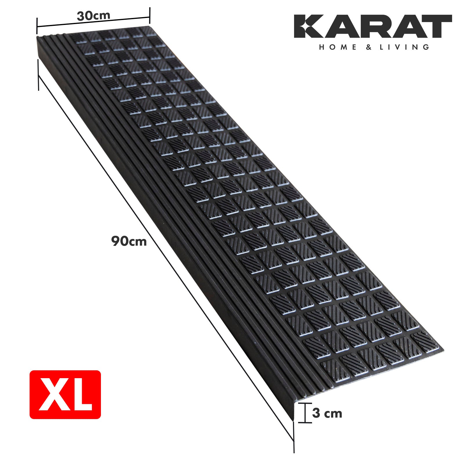 Outdoor Stair Tread Mats | Non-slip rubber step mat | Diamond | 25 x 65 cm