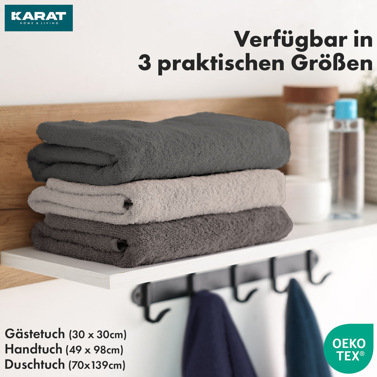 Bay håndklædesæt | 8-delt sæt af 100 % bomuldshåndklæder | 2 x badehåndklæde, 2 x håndklæde og 4 x sæbeklud