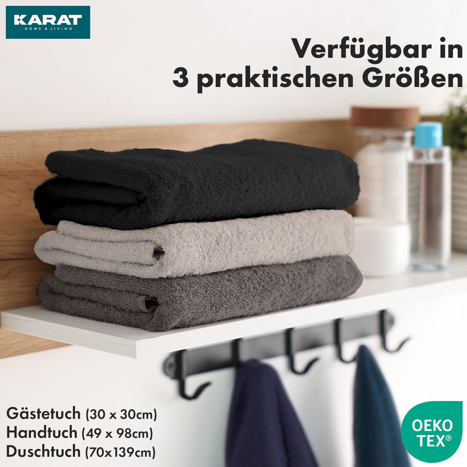 Bay håndklædesæt | 8-delt sæt af 100 % bomuldshåndklæder | 2 x badehåndklæde, 2 x håndklæde og 4 x sæbeklud