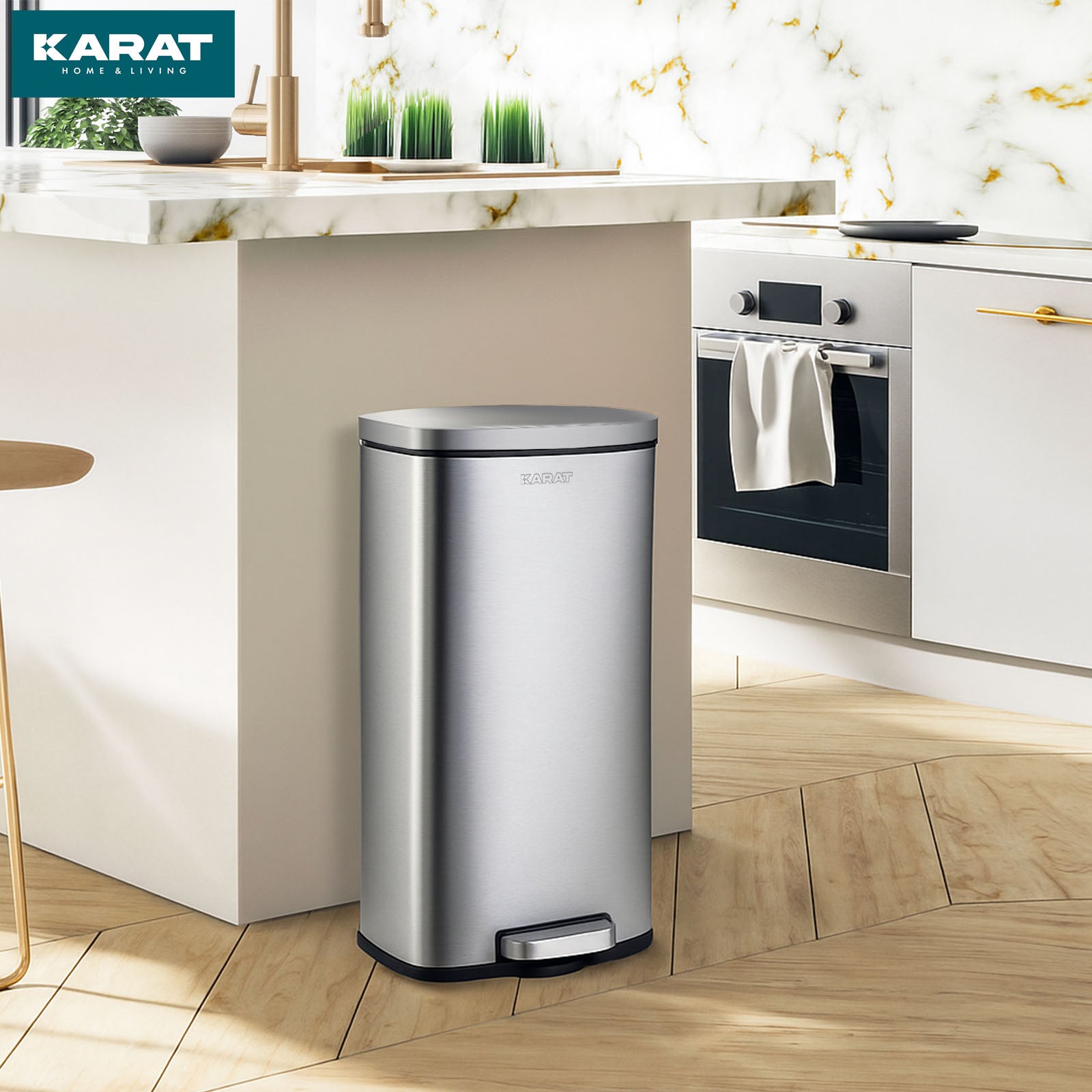 Affaldsspand | Dustin | Rustfrit stål | Med automatisk lukning | 30 - 50 liter