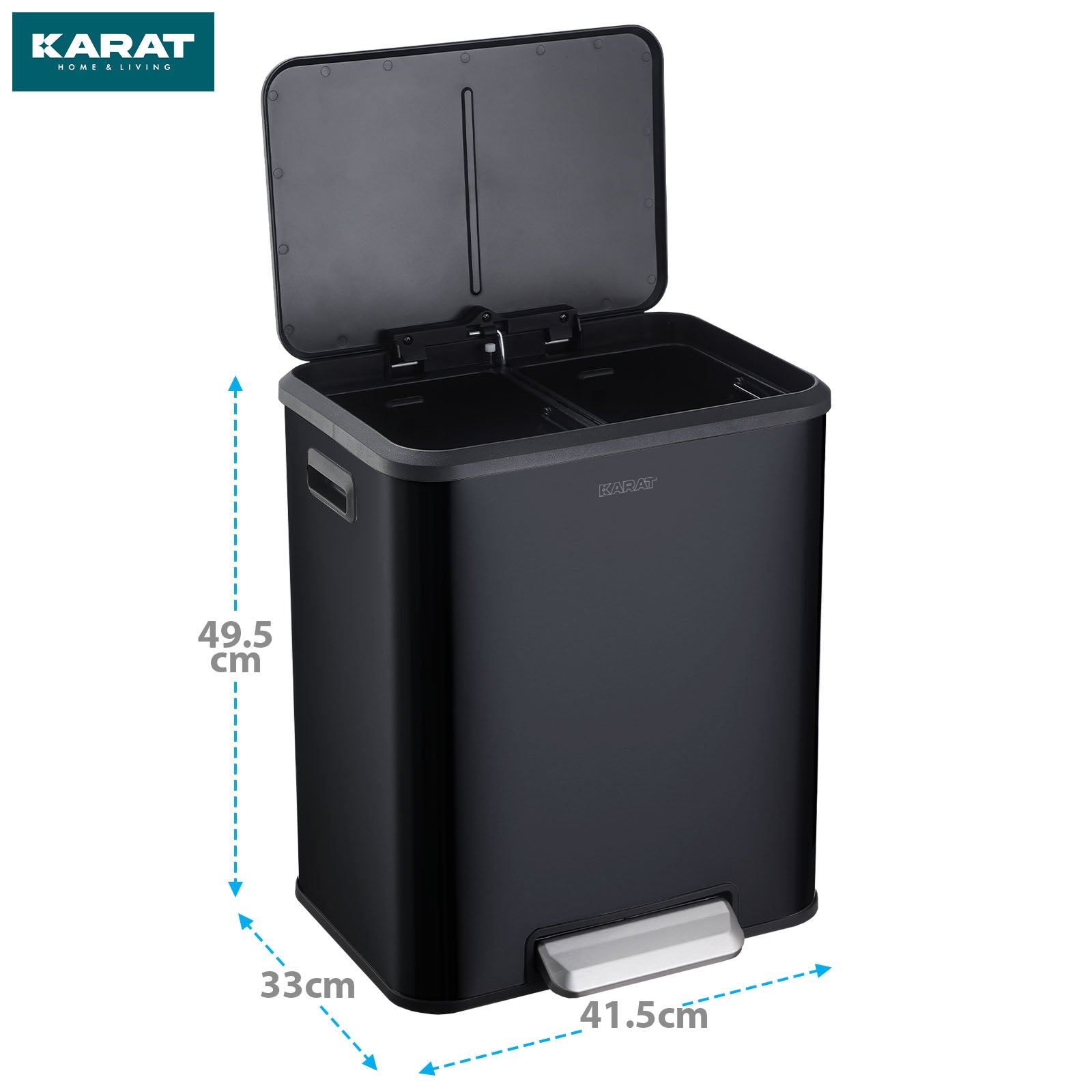 Affaldsspand | Jack | 30 L kapacitet | 2-vejs affaldssortering | soft-close & pedal | rustfrit stål eller sort