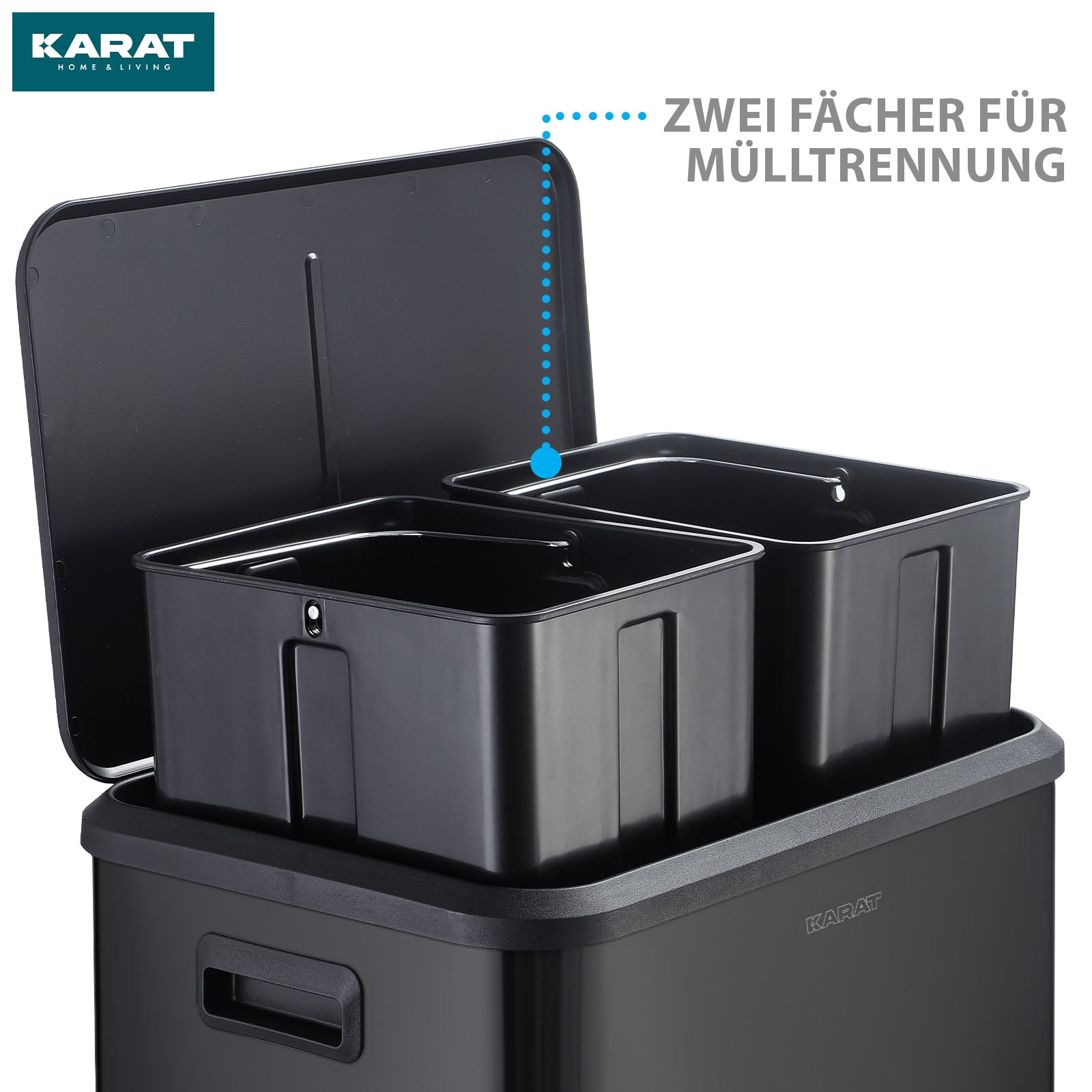 Affaldsspand | Jack | 30 L kapacitet | 2-vejs affaldssortering | soft-close & pedal | rustfrit stål eller sort