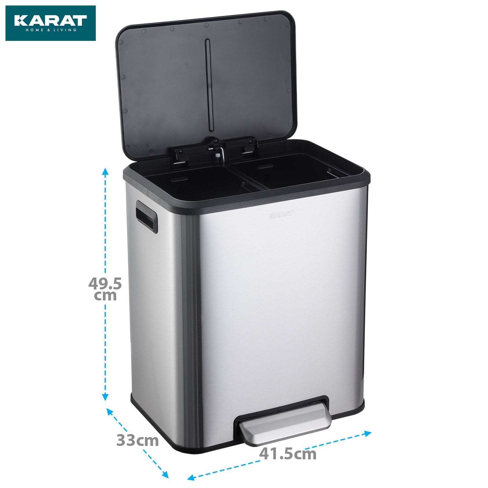 Affaldsspand | Jack | 30 L kapacitet | 2-vejs affaldssortering | soft-close & pedal | rustfrit stål eller sort