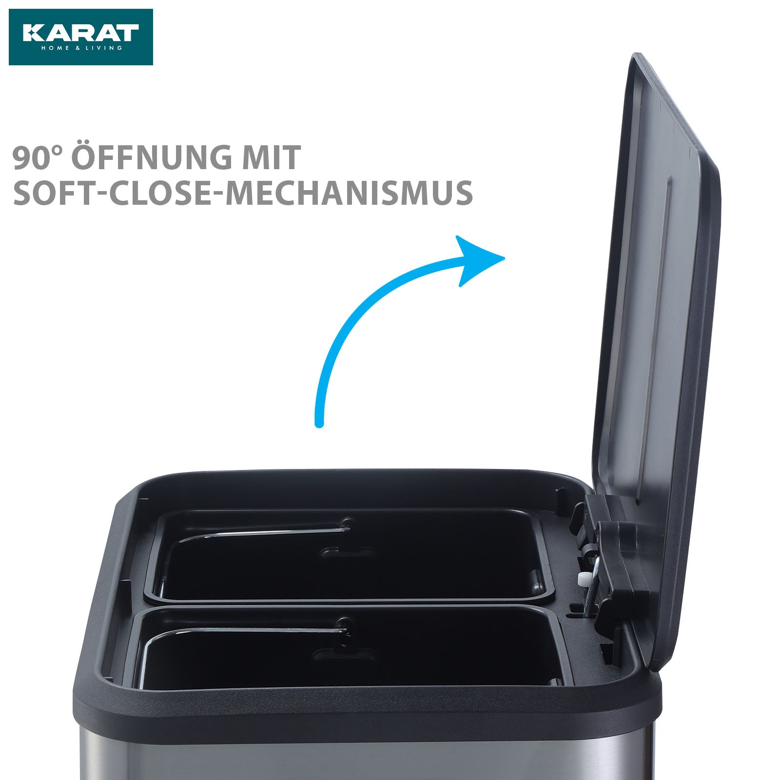 Affaldsspand | Jack | 30 L kapacitet | 2-vejs affaldssortering | soft-close & pedal | rustfrit stål eller sort
