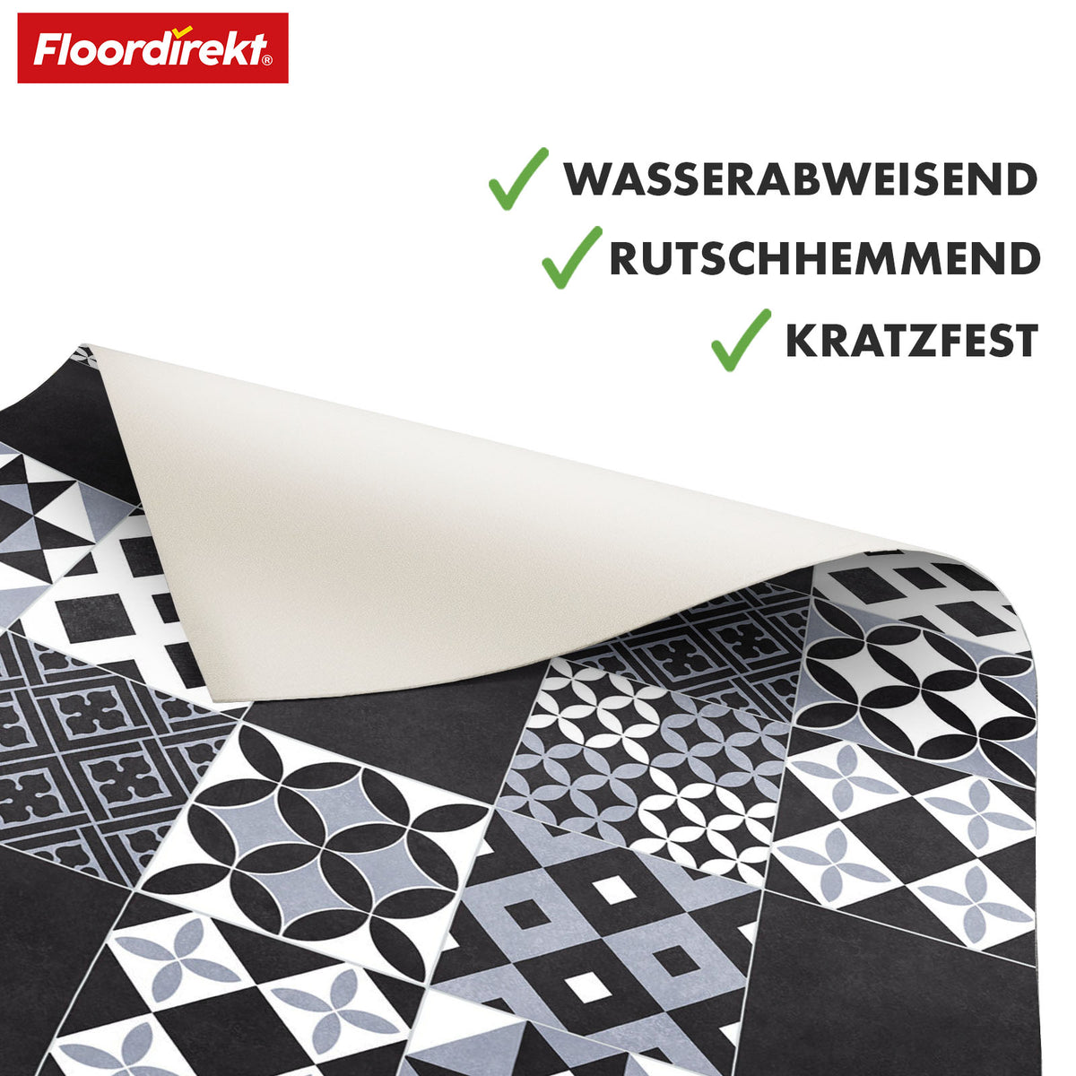 CV flooring | Amadora 990D | Robust vinylgulv med et stilfuldt gråt vintageflise-look