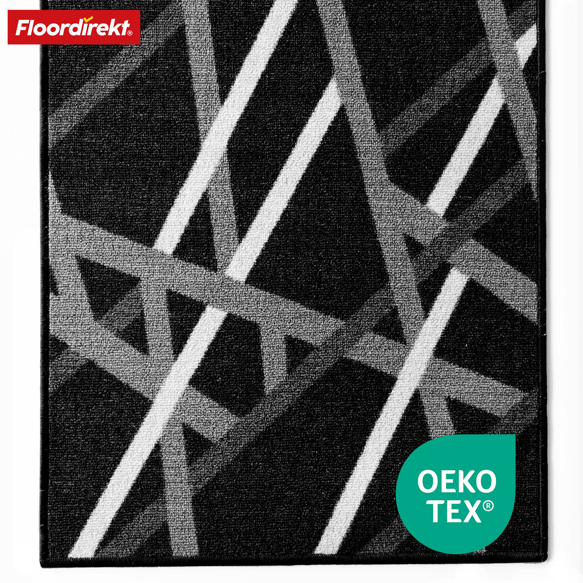 Løber Printed | I antracit & brun | Moderne tæppeløber med stribet design & skridsikker gelbagside | Slidstærk & nem at vedligeholde