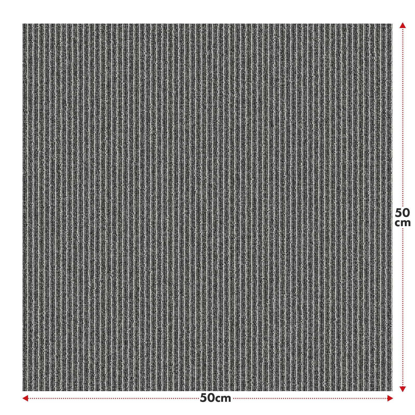 Tæppefliser | Bern | 50 x 50 cm | Selvlæggende med stribet design | I antracit, grå & beige til erhverv og private hjem