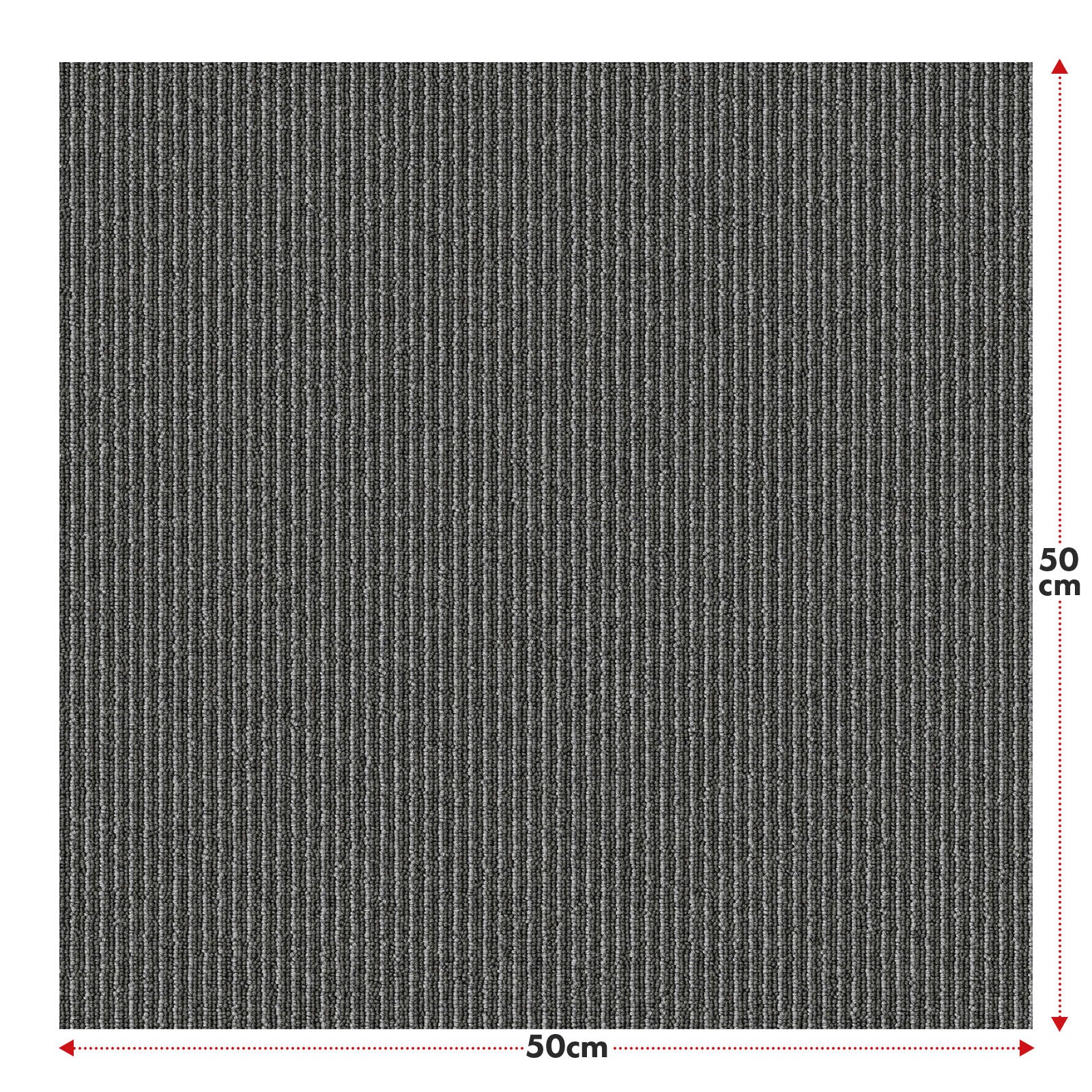 Tæppefliser | Bern | 50 x 50 cm | Selvlæggende med stribet design | I antracit, grå & beige til erhverv og private hjem
