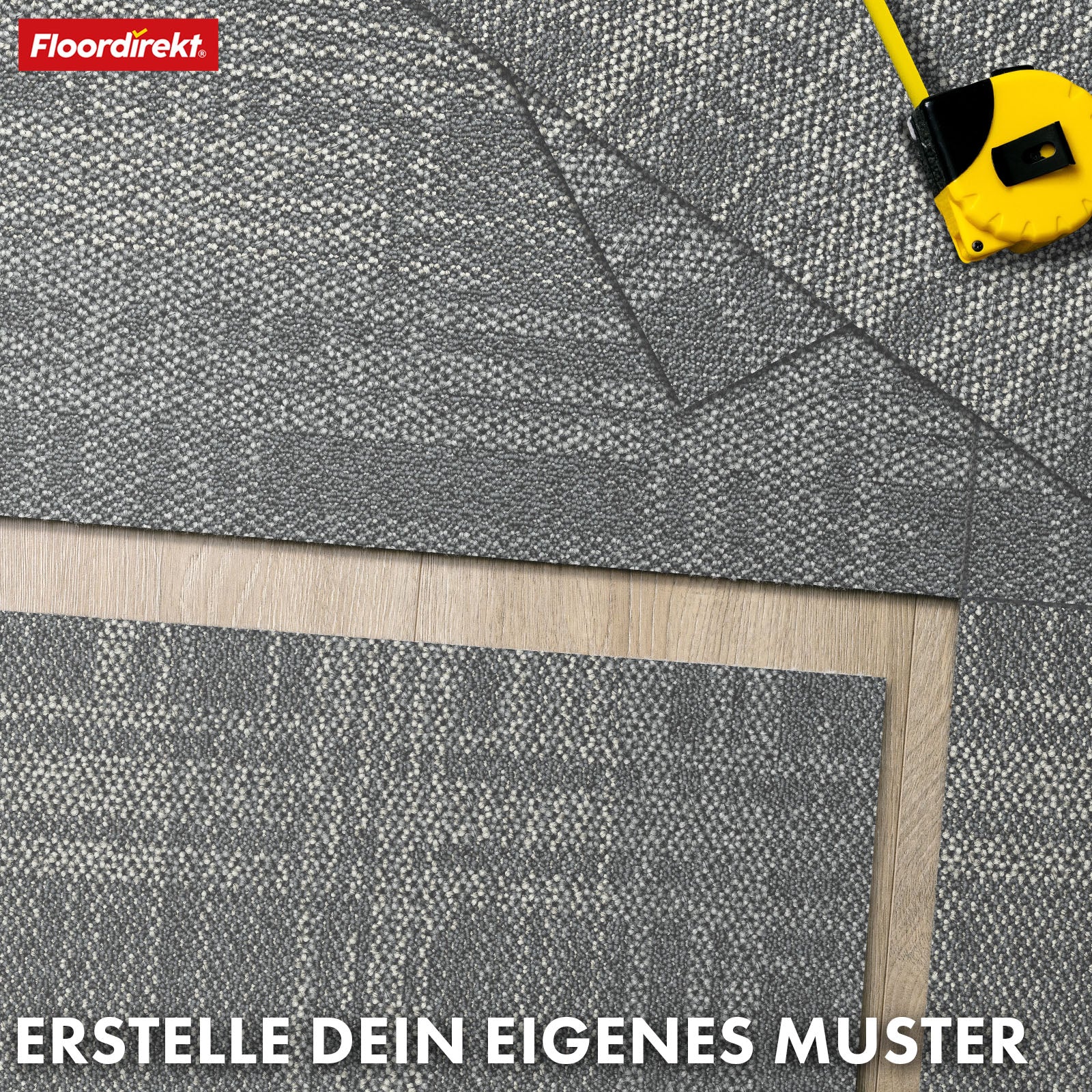 Tæppefliser | Luzern | 50x50 cm | Komfortable, lydabsorberende og velegnede til gulvvarme | Fås i 4 farver