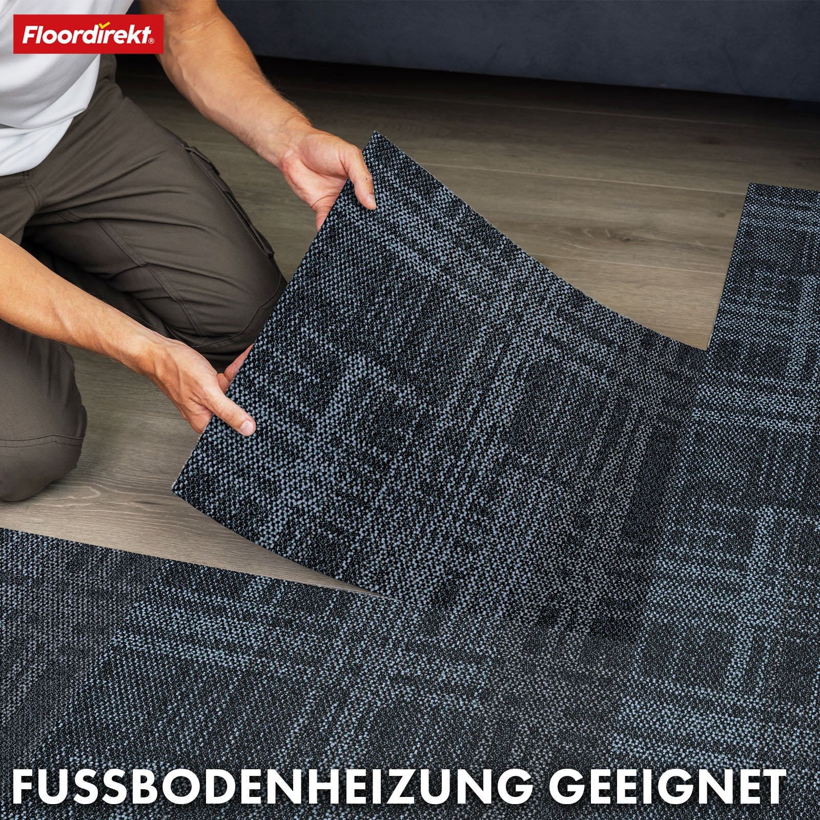Tæppefliser | Luzern | 50x50 cm | Komfortable, lydabsorberende og velegnede til gulvvarme | Fås i 4 farver