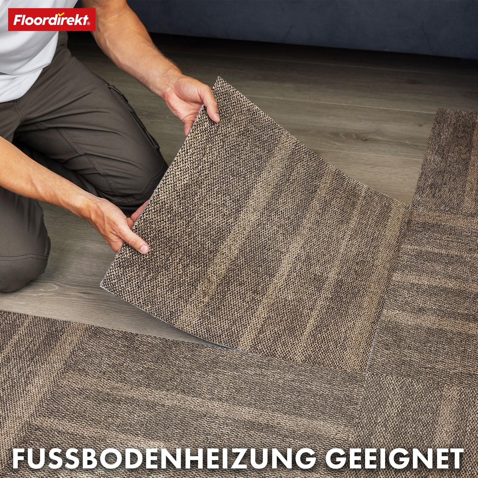 Tæppefliser | Zürich | 50 x 50 cm | Ideel til kontorer og stuer | Designfliser i høj kvalitet i 4 farver