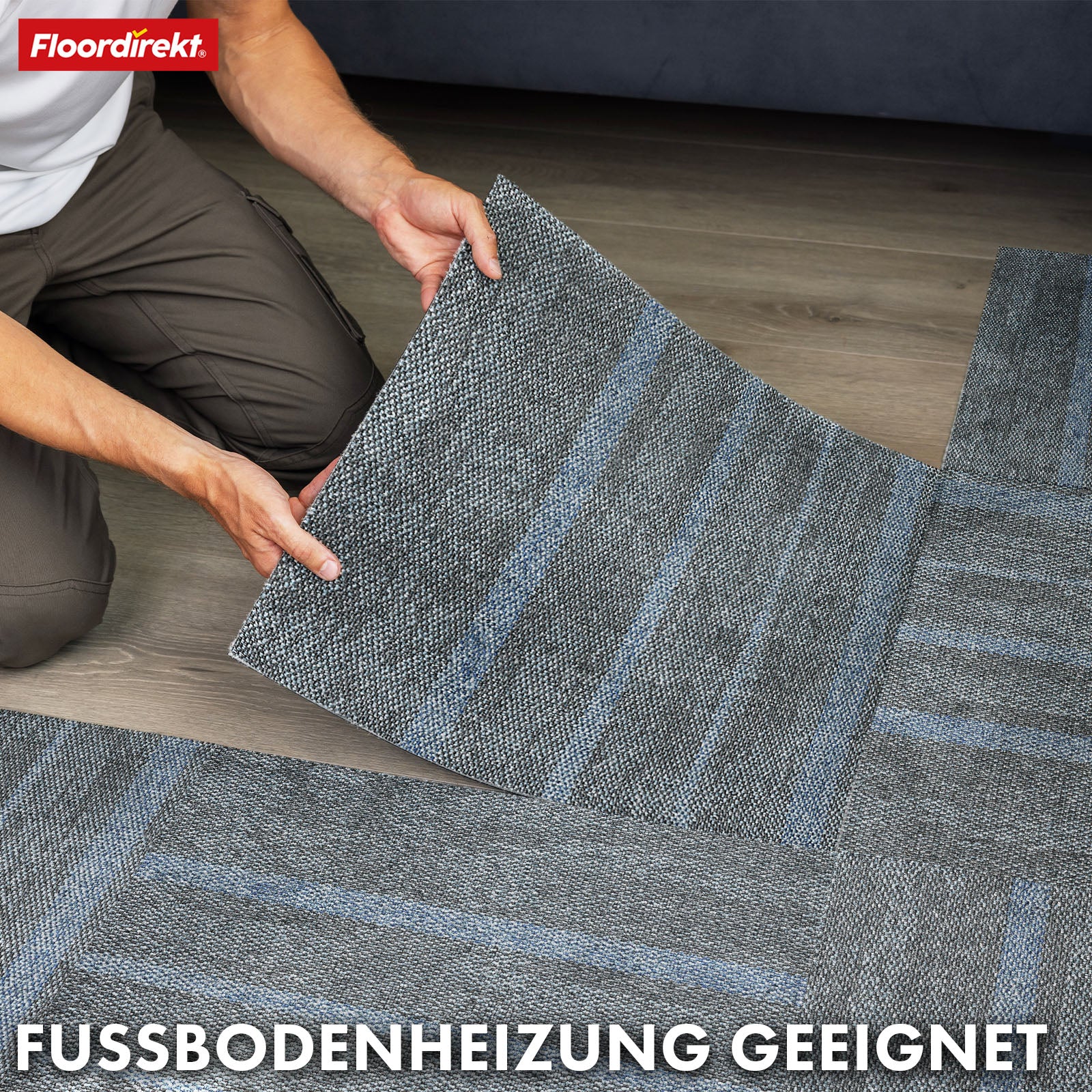 Tæppefliser | Zürich | 50 x 50 cm | Ideel til kontorer og stuer | Designfliser i høj kvalitet i 4 farver