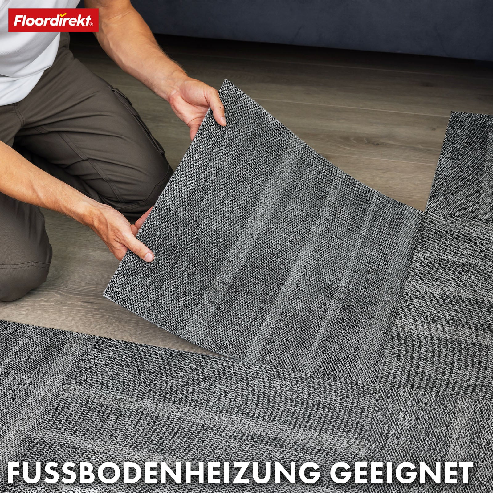 Tæppefliser | Zürich | 50 x 50 cm | Ideel til kontorer og stuer | Designfliser i høj kvalitet i 4 farver