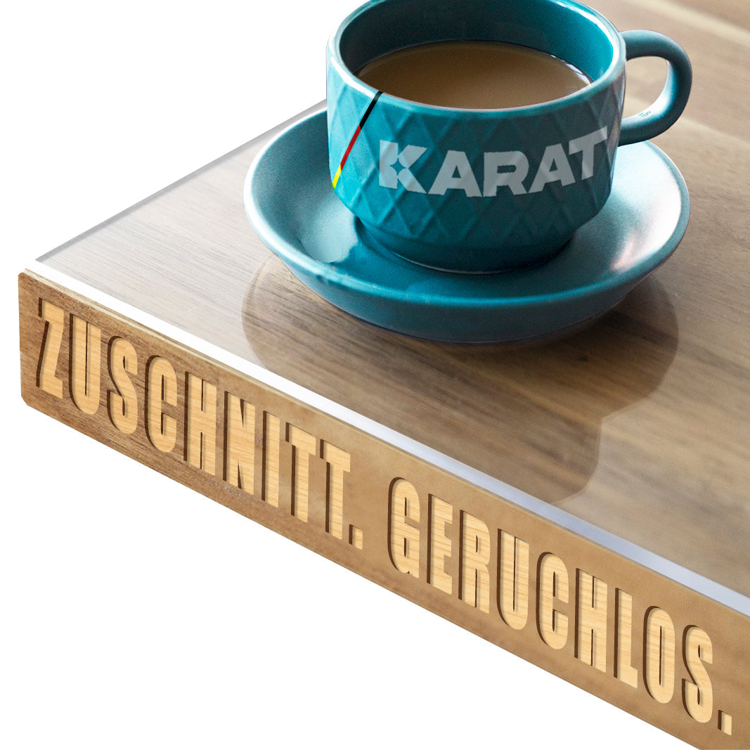 ✂ Gennemsigtig bordfilm med skrå kant | Crystal | Krystalklar beskyttelsesfilm til borde | Skræddersyet skæring