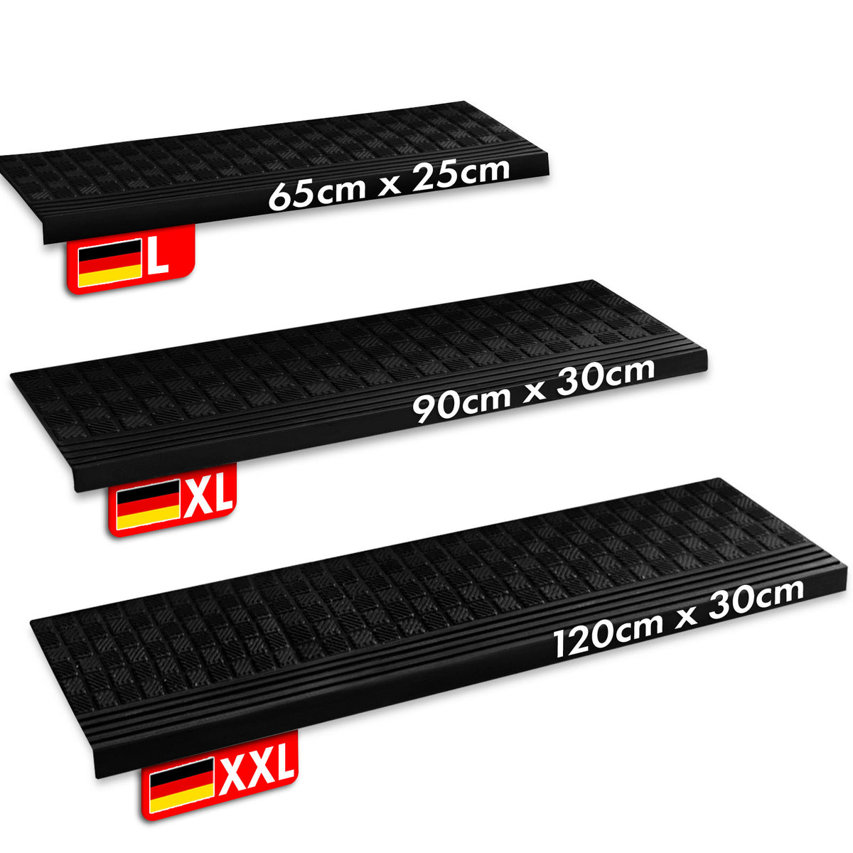 Outdoor Stair Tread Mats | Non-slip rubber step mat | Diamond | 25 x 65 cm