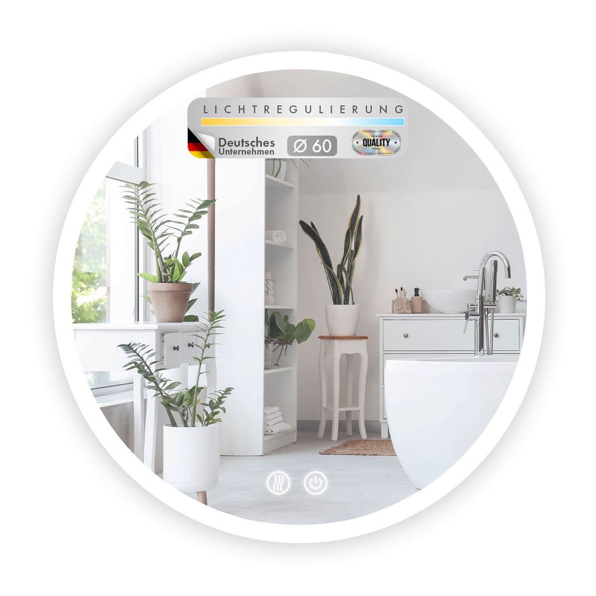 Badeværelsespejl med LED-belysning | Liora | Touch-betjening med antidug og 3 valgbare lysfarver | Fås i forskellige størrelser