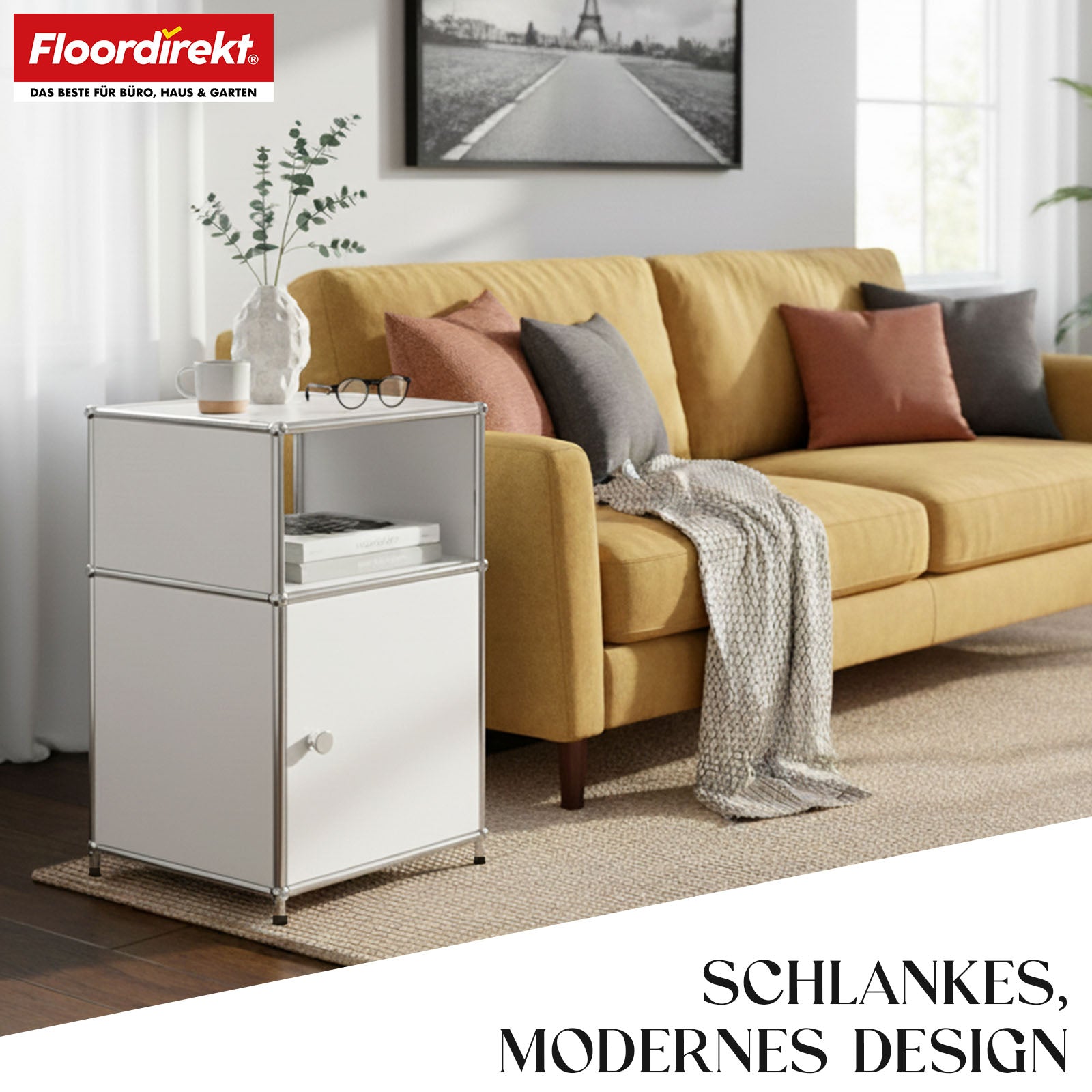 Metallreol | Concept Epure MK-040 | 3-etagers opbevaringsreol med dør og hylder | Fås i flere farver