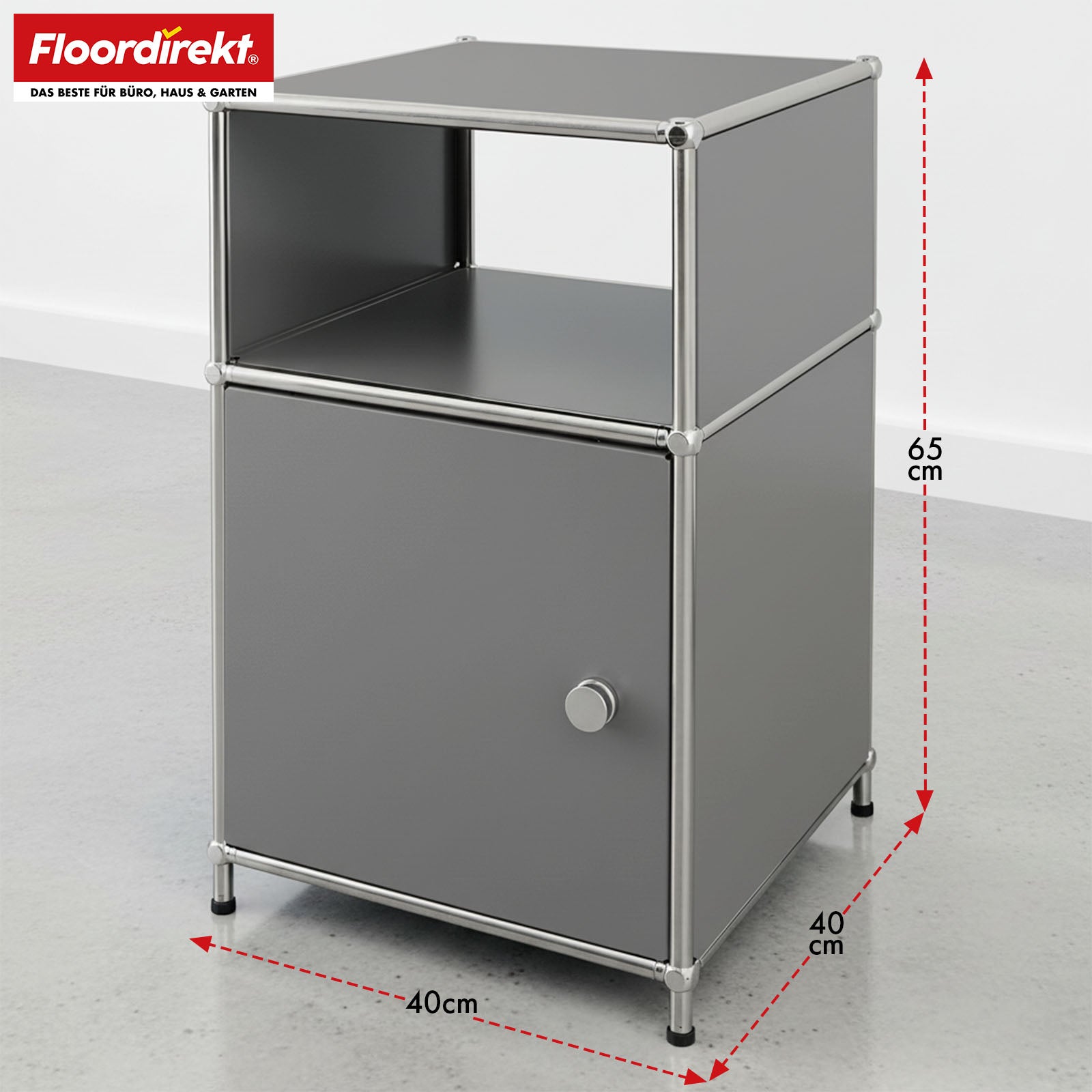 Metallreol | Concept Epure MK-040 | 3-etagers opbevaringsreol med dør og hylder | Fås i flere farver