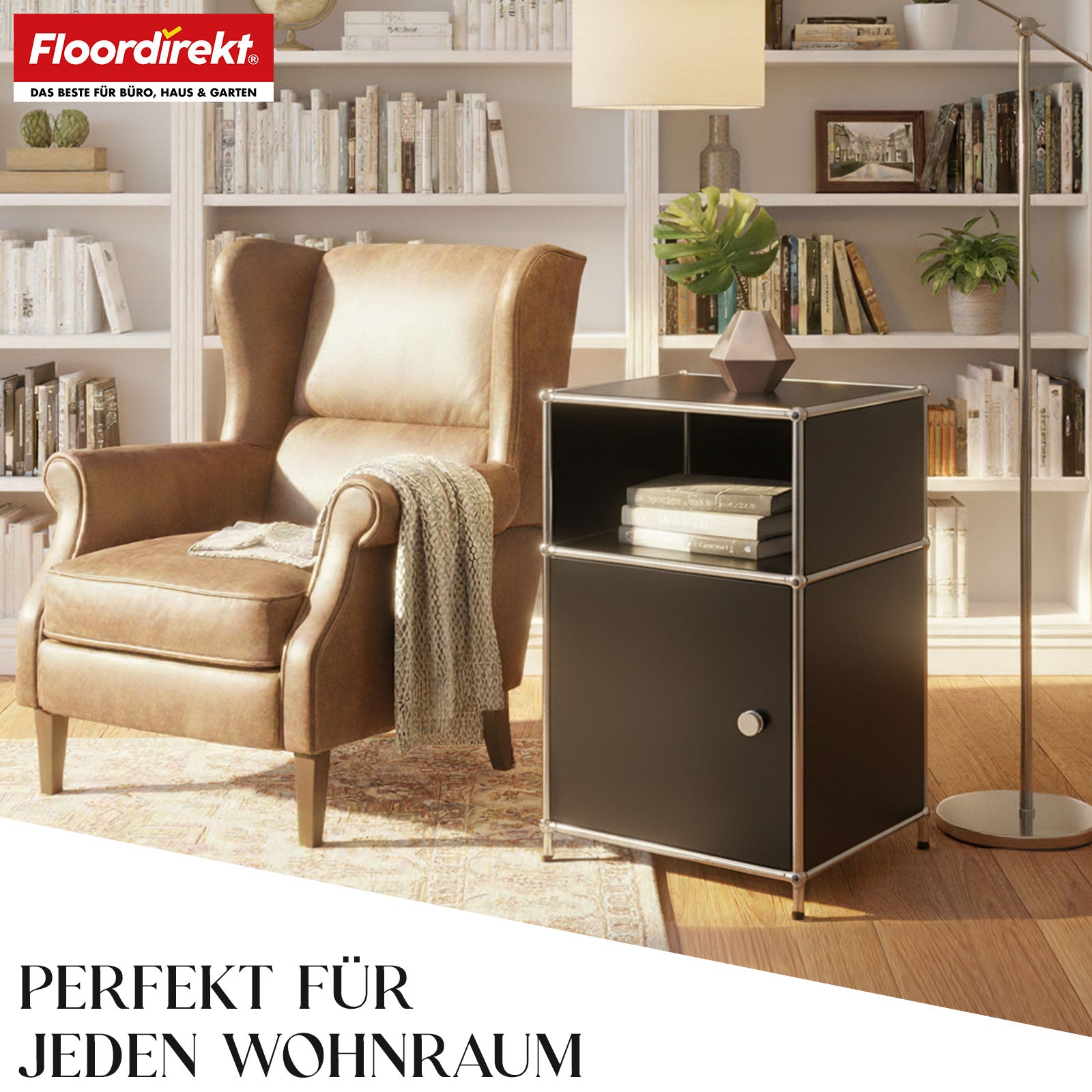 Metallreol | Concept Epure MK-040 | 3-etagers opbevaringsreol med dør og hylder | Fås i flere farver