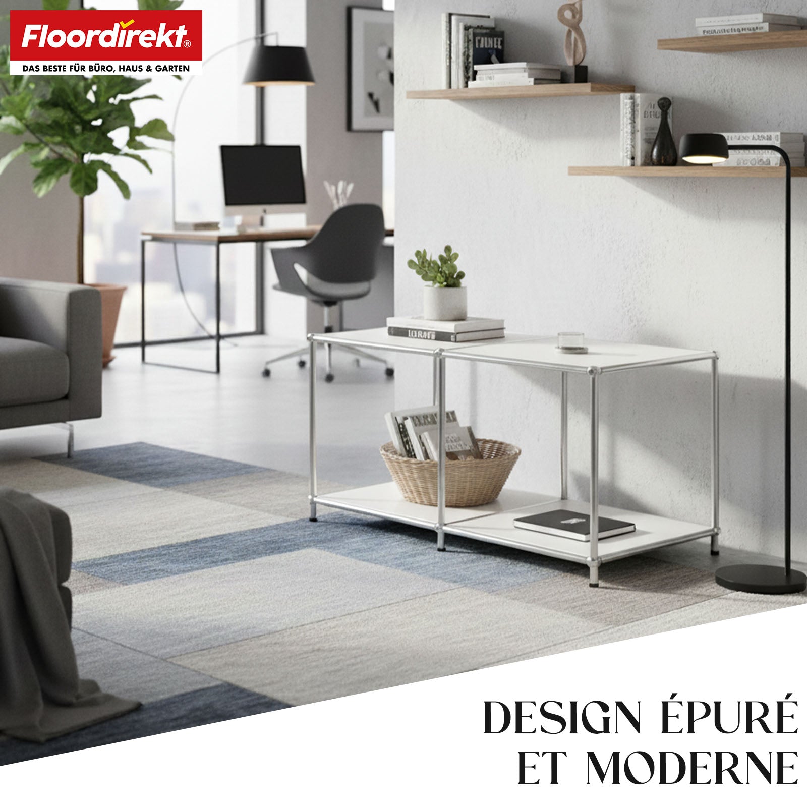 Metallreol | Concept Epure MK-016 | Skænk og opbevaringsreol med åbne hylder | Fås i flere farver