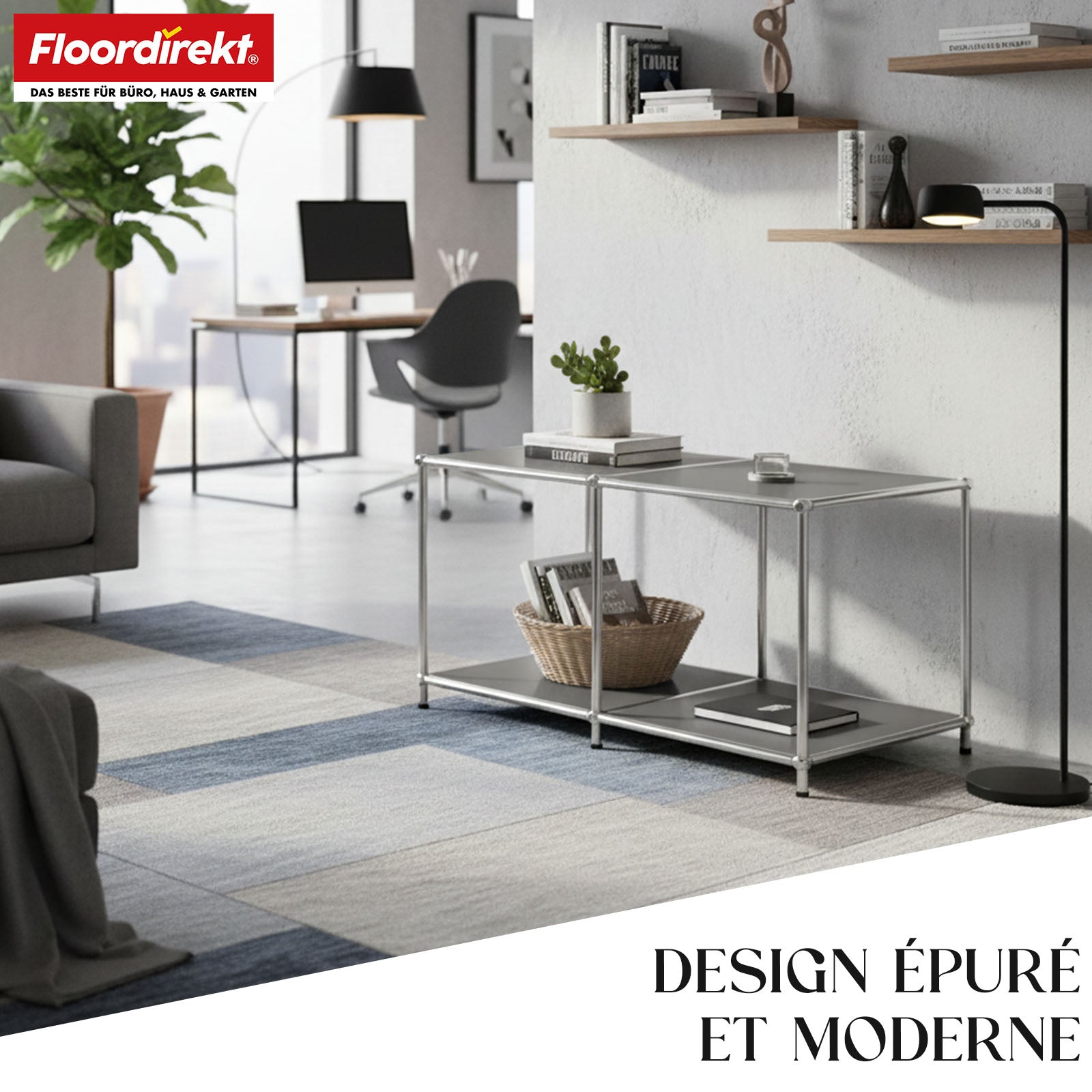 Metallreol | Concept Epure MK-016 | Skænk og opbevaringsreol med åbne hylder | Fås i flere farver