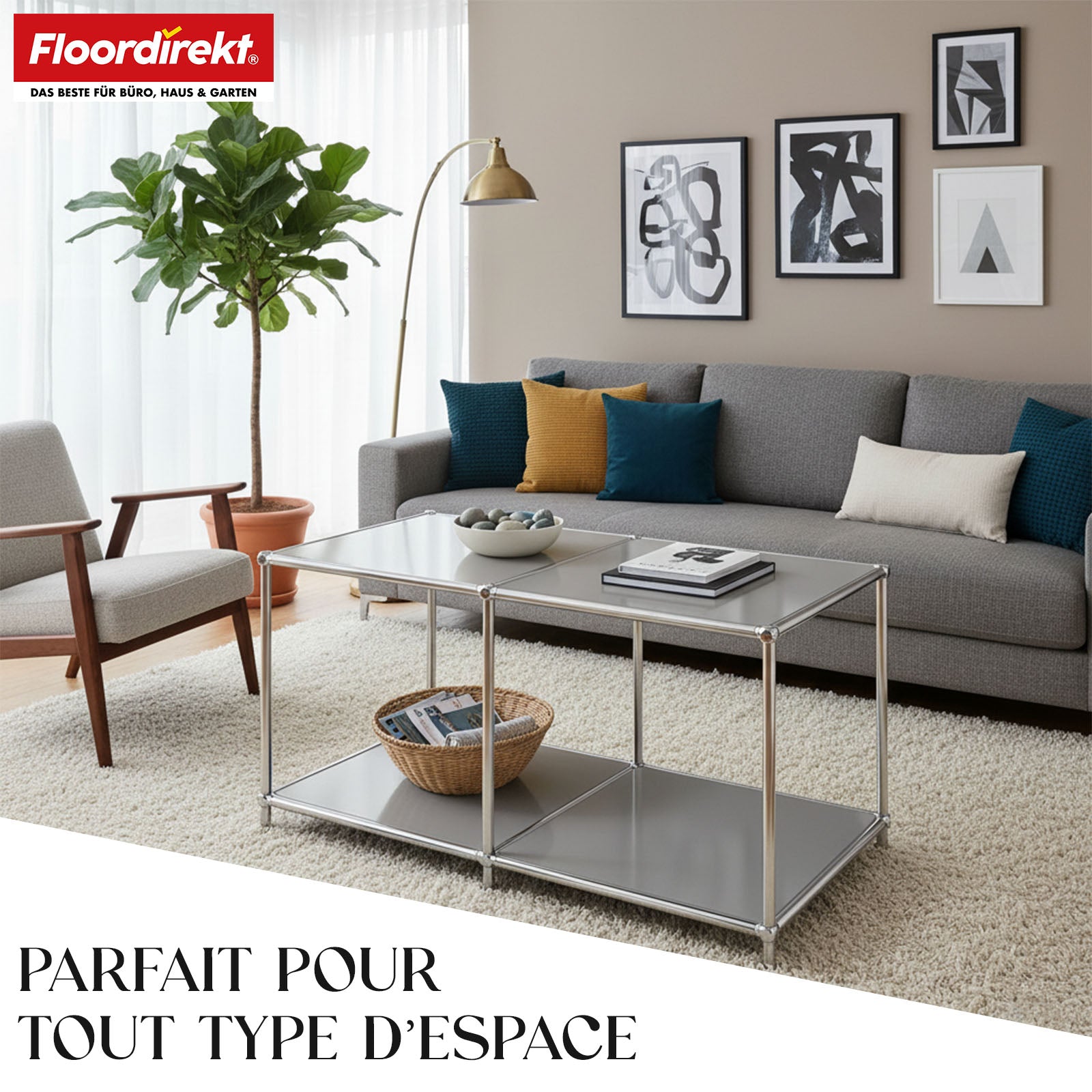 Metallreol | Concept Epure MK-016 | Skænk og opbevaringsreol med åbne hylder | Fås i flere farver