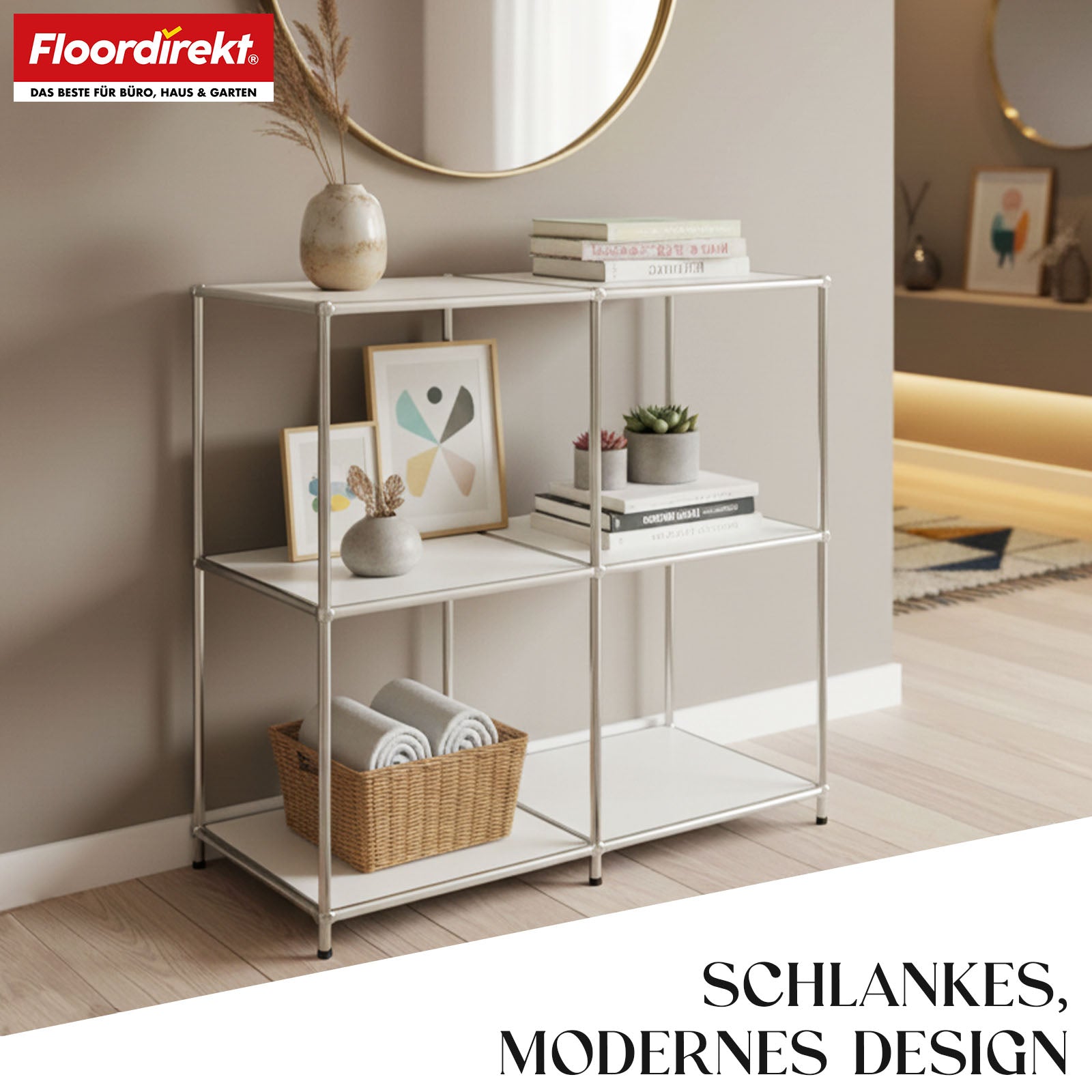 Metallreol | Concept Epure MK-027 | Åben 3-etagers skænk og opbevaringsreol | Fås i flere farver