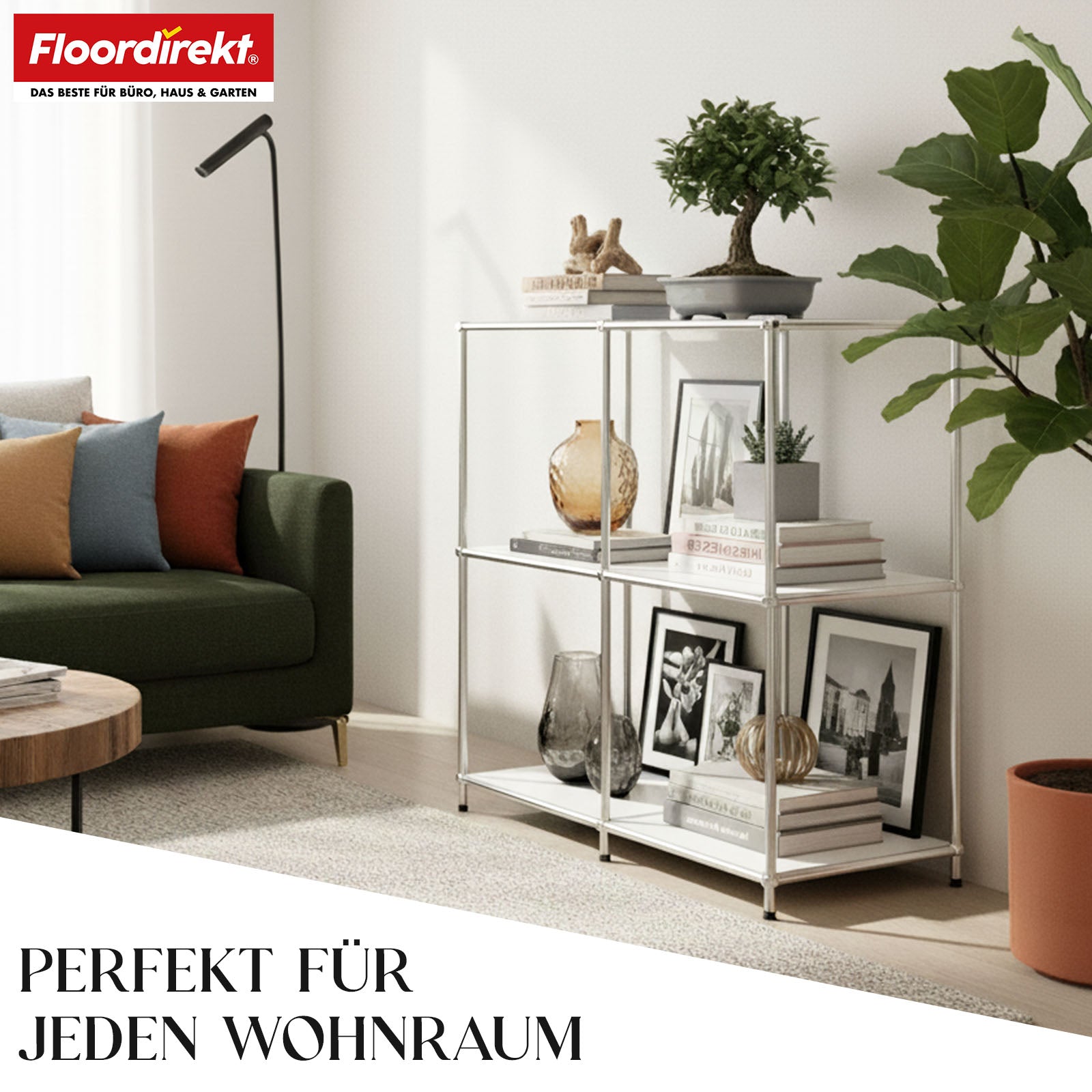 Metallreol | Concept Epure MK-027 | Åben 3-etagers skænk og opbevaringsreol | Fås i flere farver