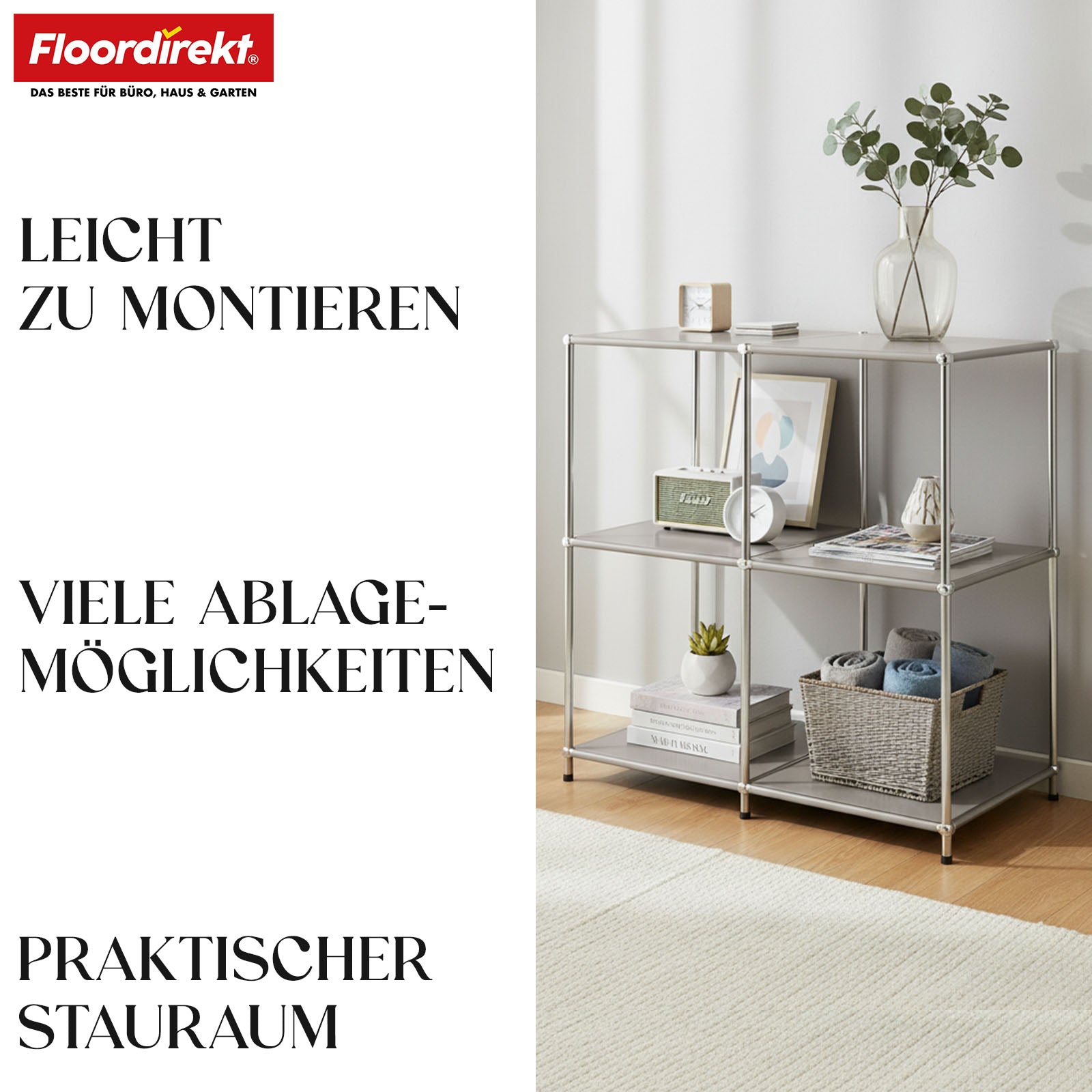 Metallreol | Concept Epure MK-027 | Åben 3-etagers skænk og opbevaringsreol | Fås i flere farver