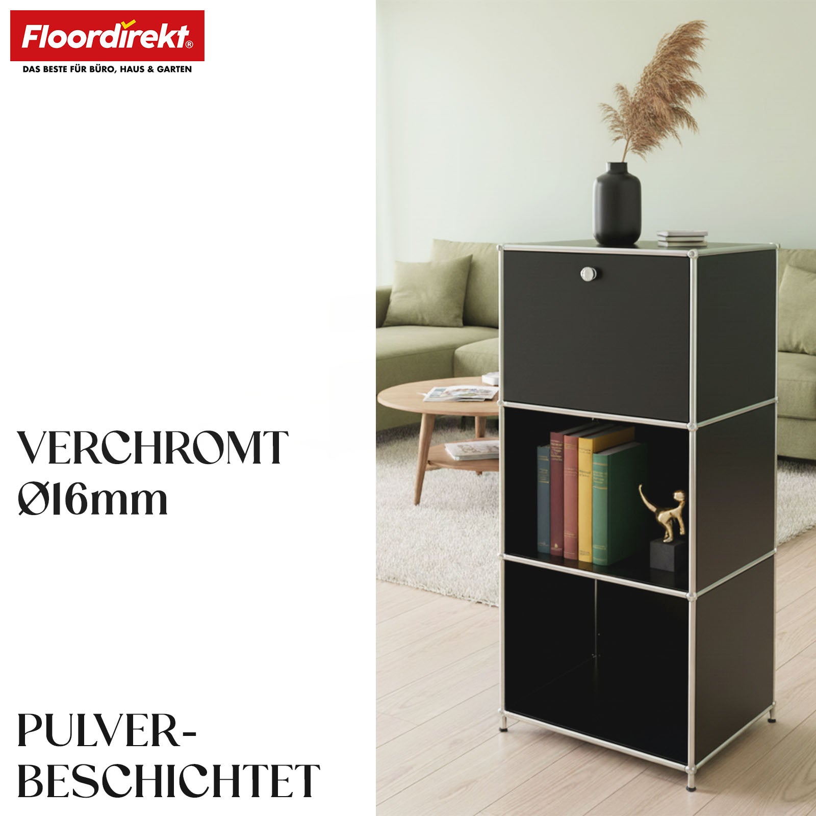 Metallreol | Concept Epure MK-107 | 4-etagers opbevaringsreol med aflåseligt rum og hylder | Fås i forskellige farver